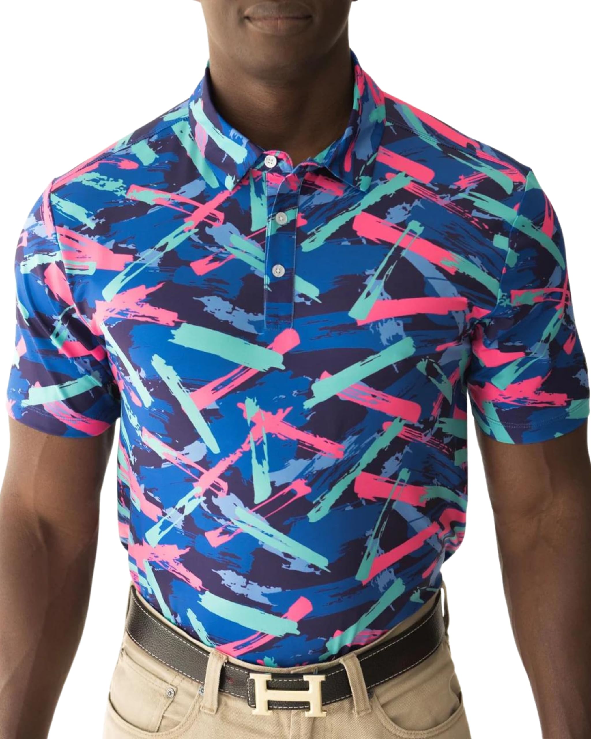 YATTA GOLF - Mens Golf Shirt Moisture Wicking Quick-Dry Short Sleeve - Standout Performance Casual Polo Shirts for Men