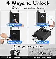 Vista 3 de eLinkSmart Candado de huellas dactilares con llave de respaldo, candado electrónico digital inteligente biométrico resistente a la intemperie