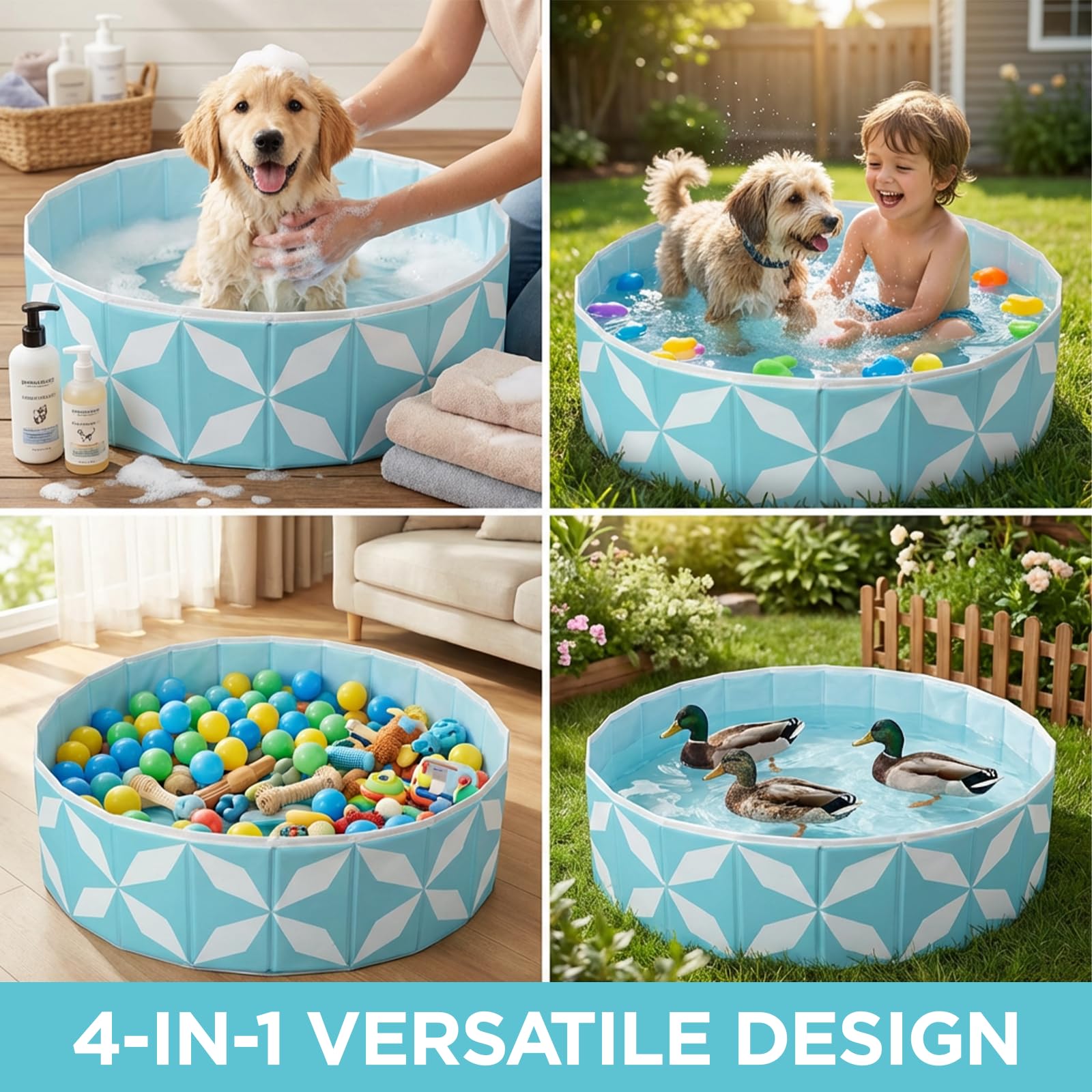 furrybaby Dog Pool for Large Dogs, Foldable Hard Plastic Pet Swimming Pool, Heavy Duty 0.5mm PVC with Non-Slip Bottom, Portable Kiddie Pool for Dogs, Pet Bath Tub for Backyard Summer, BL 63“ - image 8