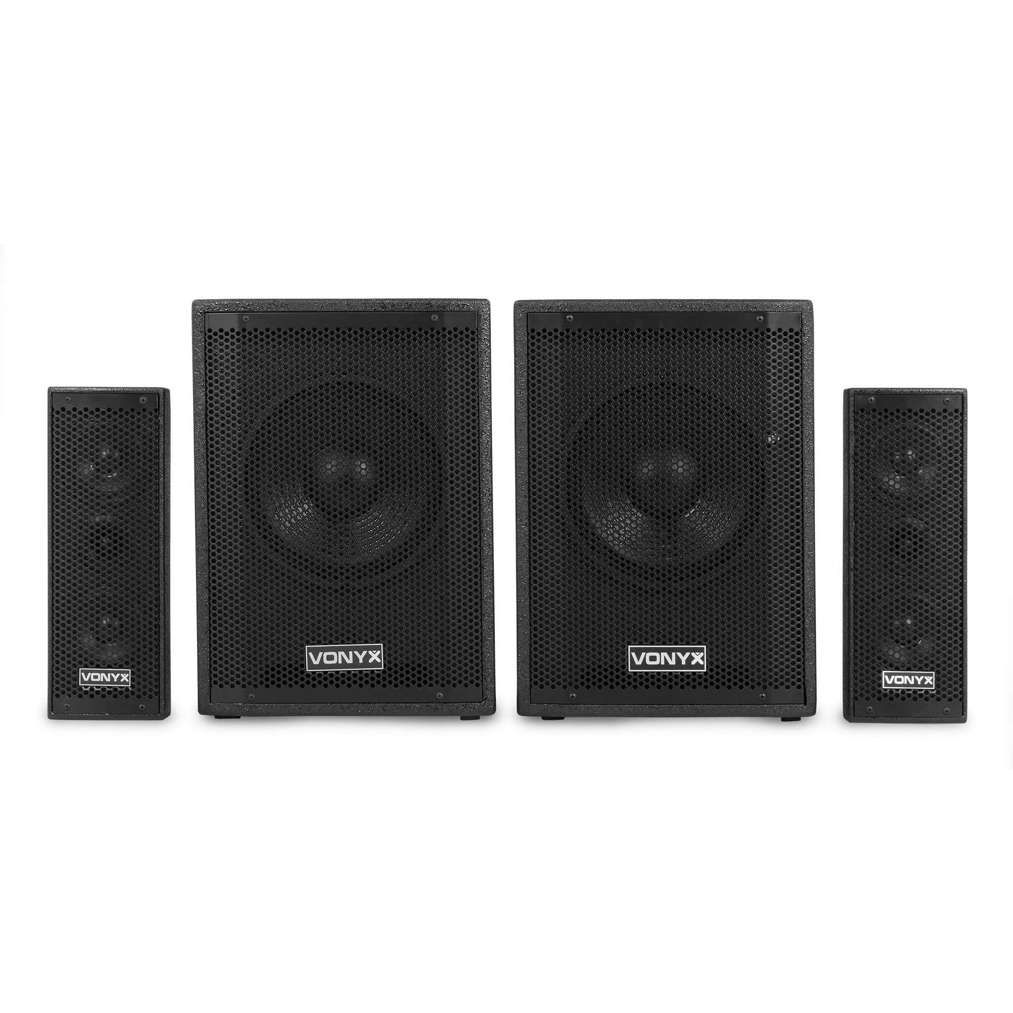 VONYX VX1020BT - Système de sonorisation Actif 1050W 2×10″ avec BT sans Fil, USB, Micro & télécommande - Idéal DJ, soirées et événements