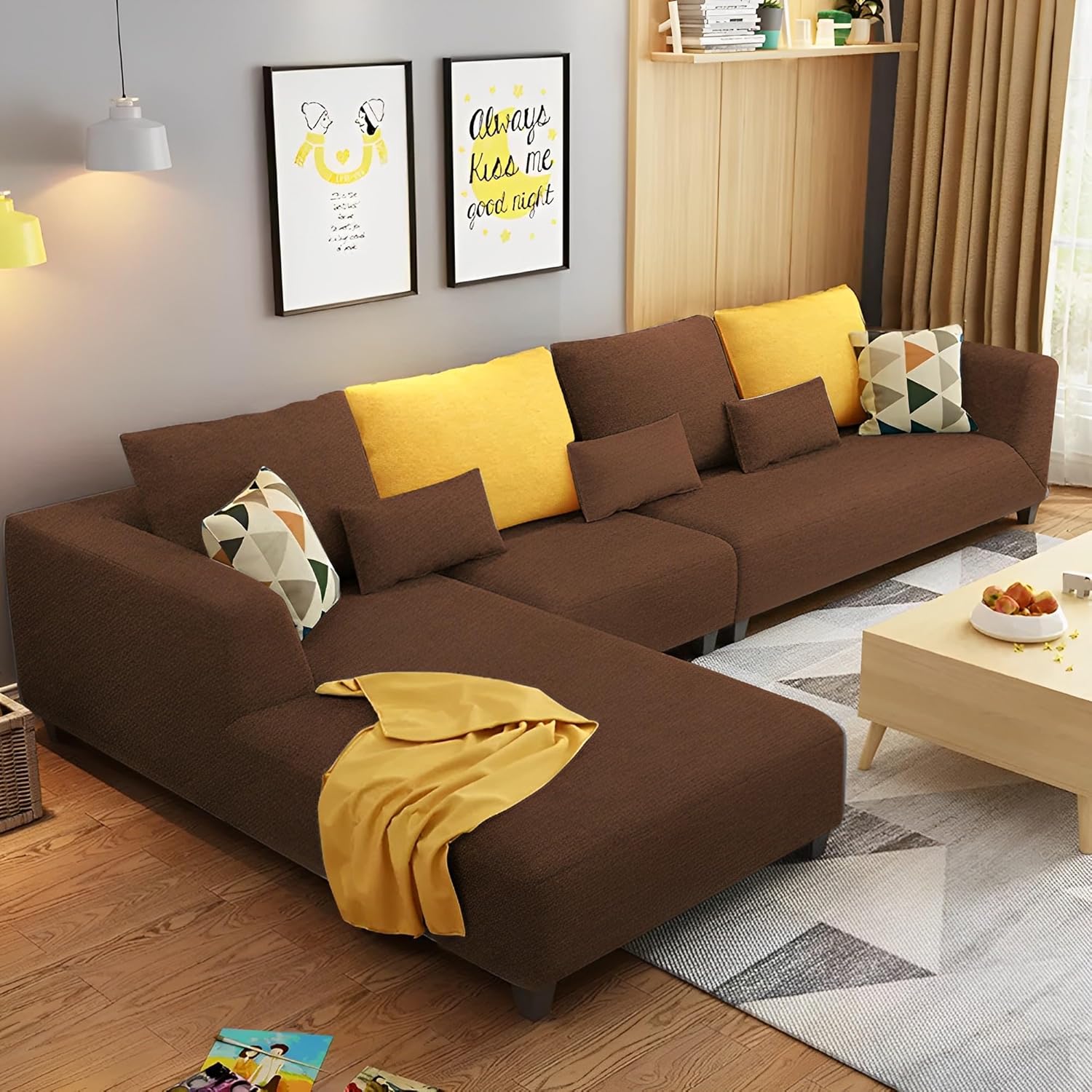 Minta LHS 6 Seater L Shape Sofa Set for Living Room (Brown Fabric) Minta LHS 6 Seater L Shape Sofa Set for Living Room (Brown Fabric)