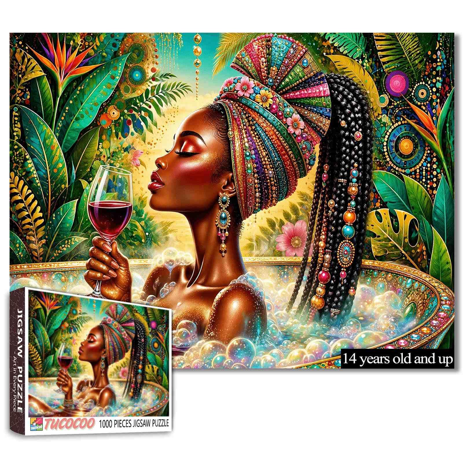 Black Woman Bubble Bath Jigsaw Puzzle 1000 Pieces โ image 1