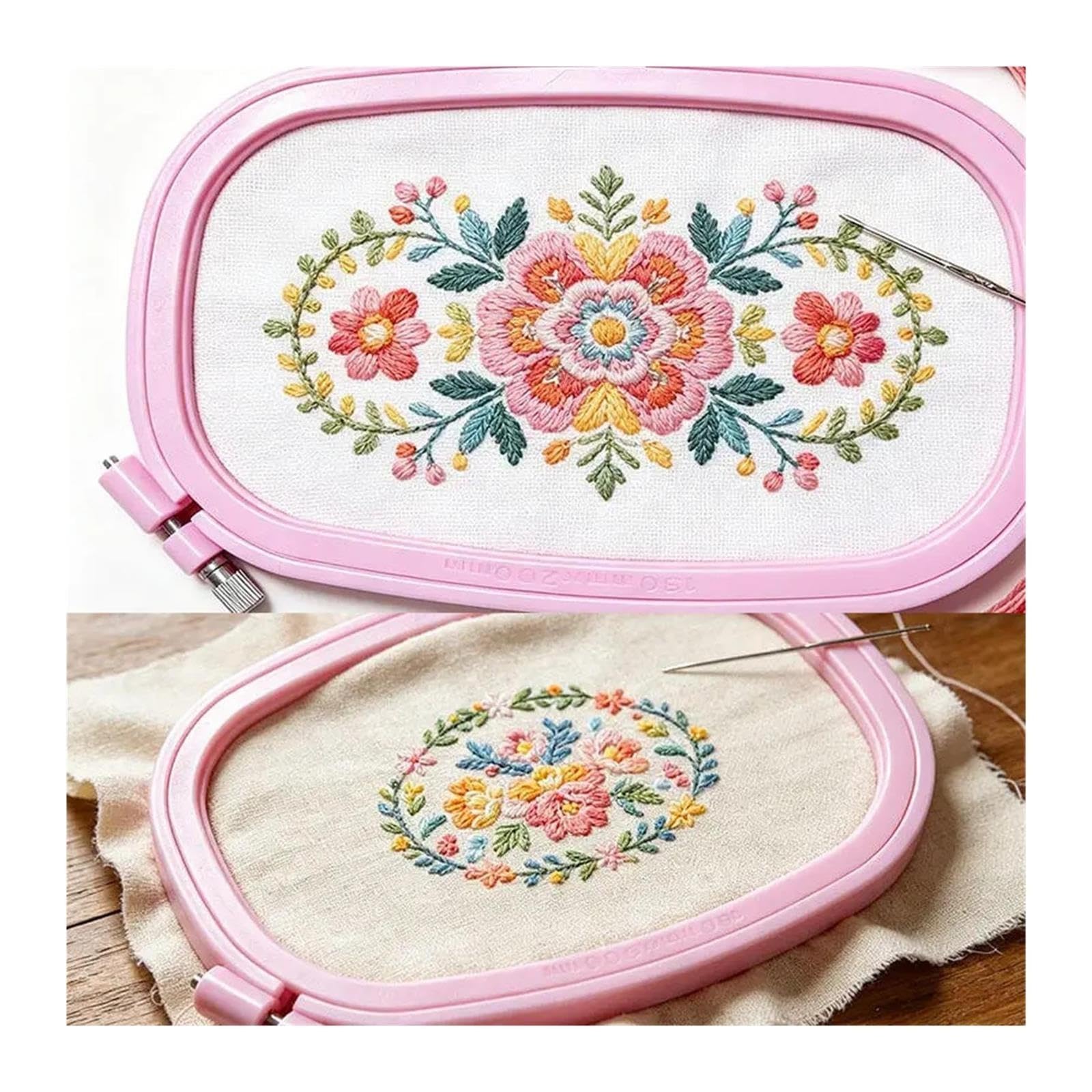 Set di cerchi da ricamo quadrati in plastica 1/2 pezzi, 5 dimensioni