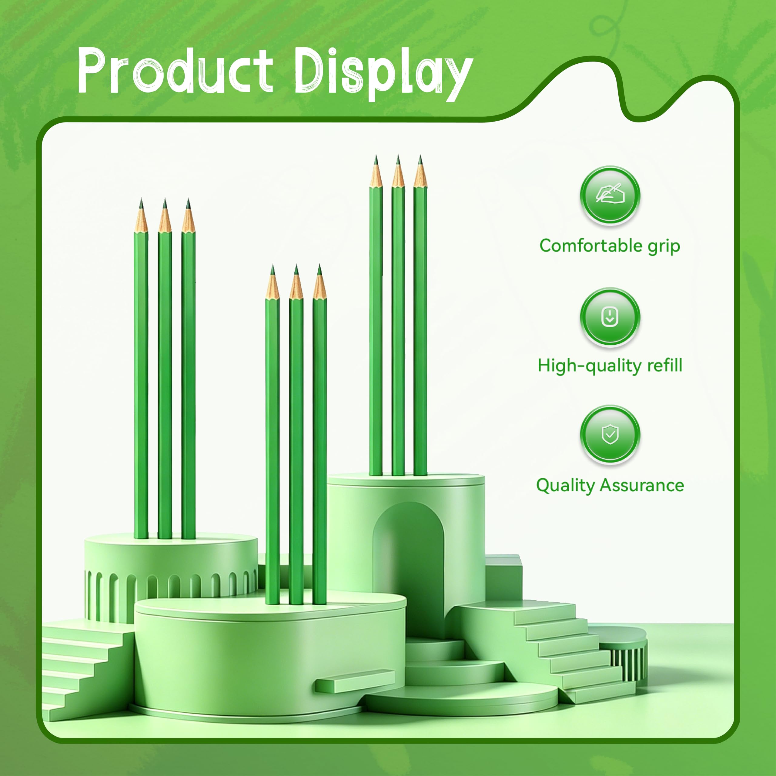 36 Piece Green Colored Pencils Set - Artist Quality -3