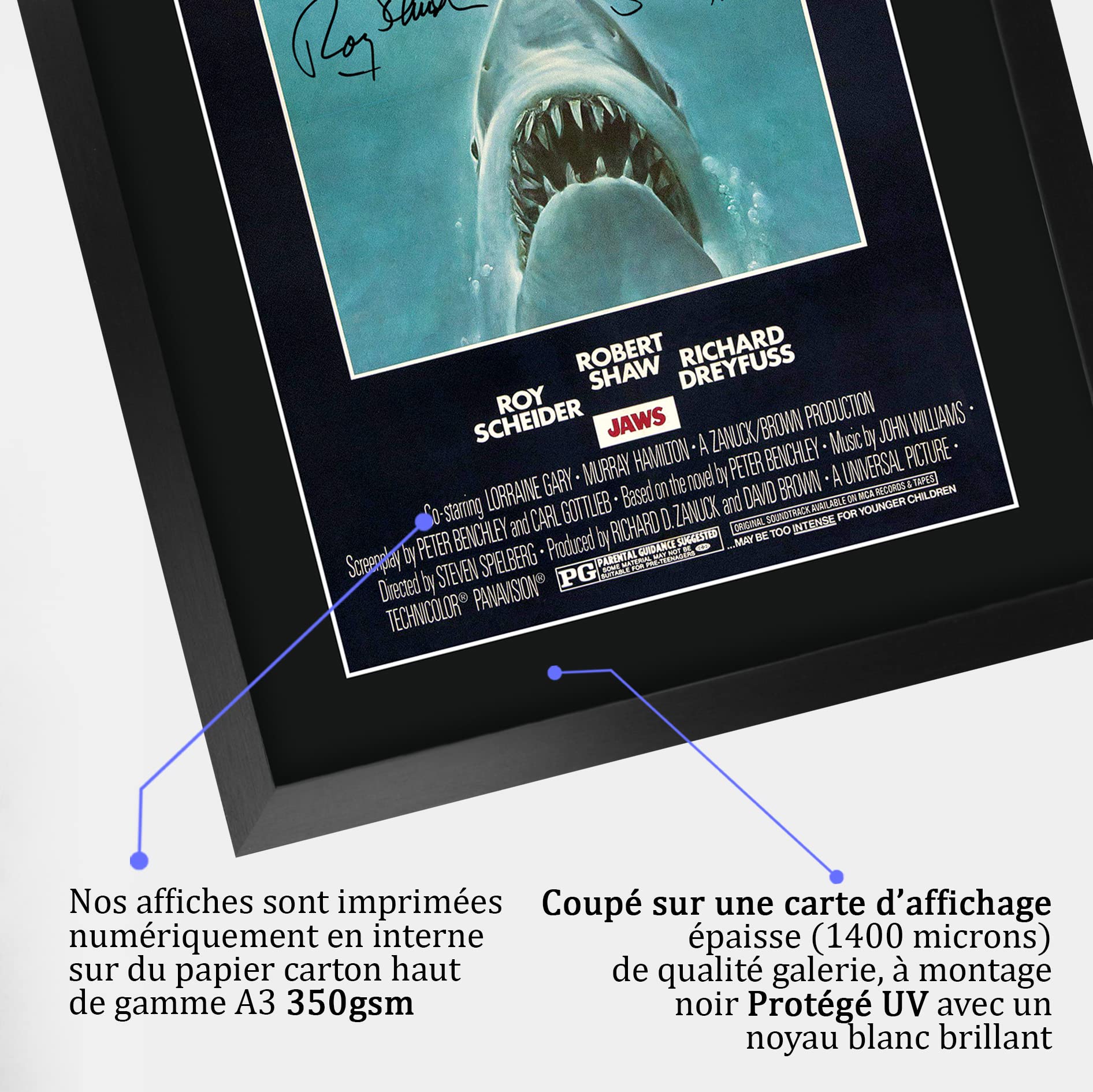 HWC Trading FR A3 JAWS Rob Scheider Cadeaux imprimés affiche photo autographe signée pour les fans de cinéma - A3 Encadré