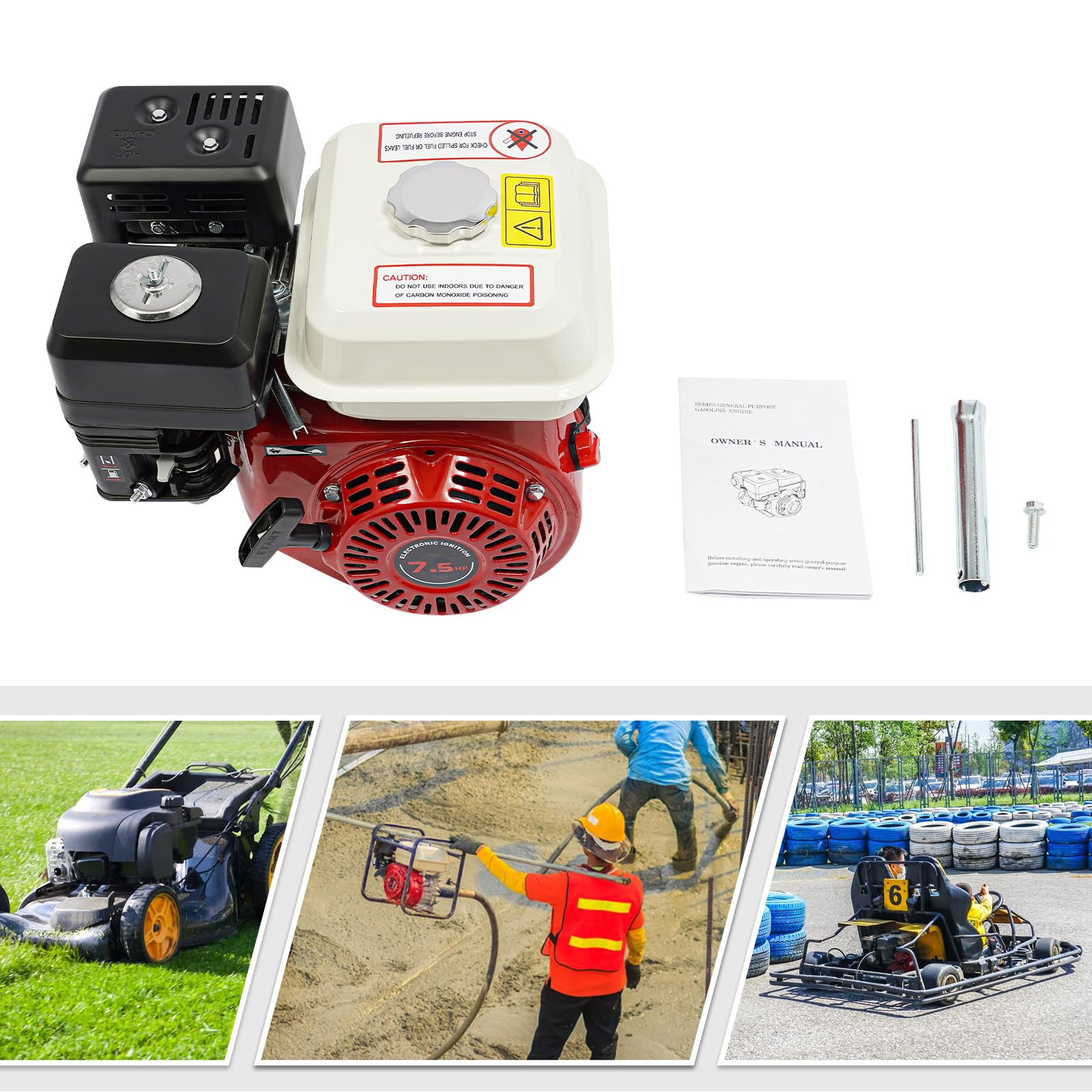 Potente motor de 4 tiempos con 7,5 CV, robusto motor de gasolina como motor multiuso y kart para diversos dispositivos