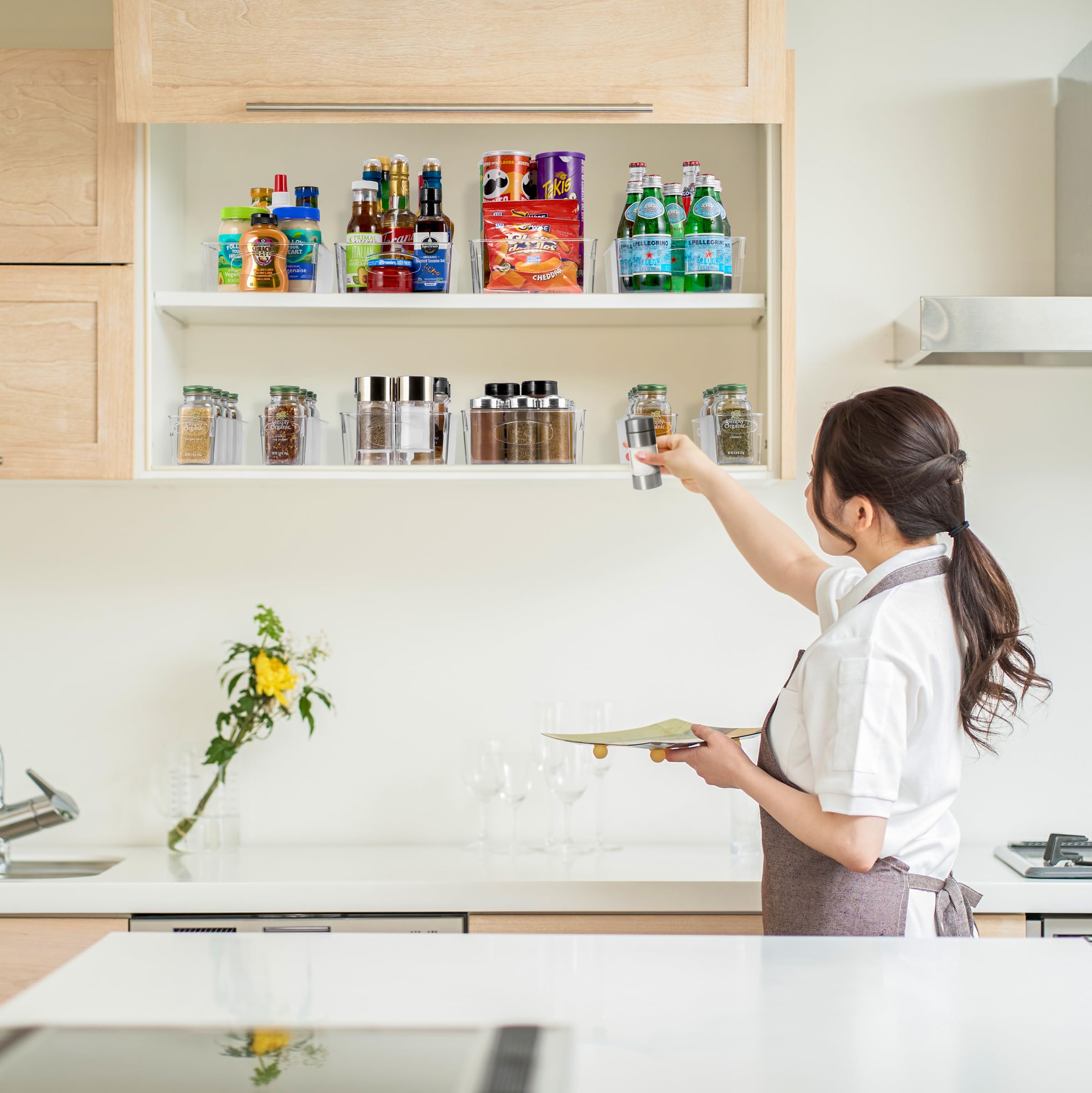 Sorbus Paquete de 15 contenedores de almacenamiento de plástico transparente, organizadores transparentes con asa para cocina, despensa, armario, refrigerador, manualidades, juguetes, ropa, armario,