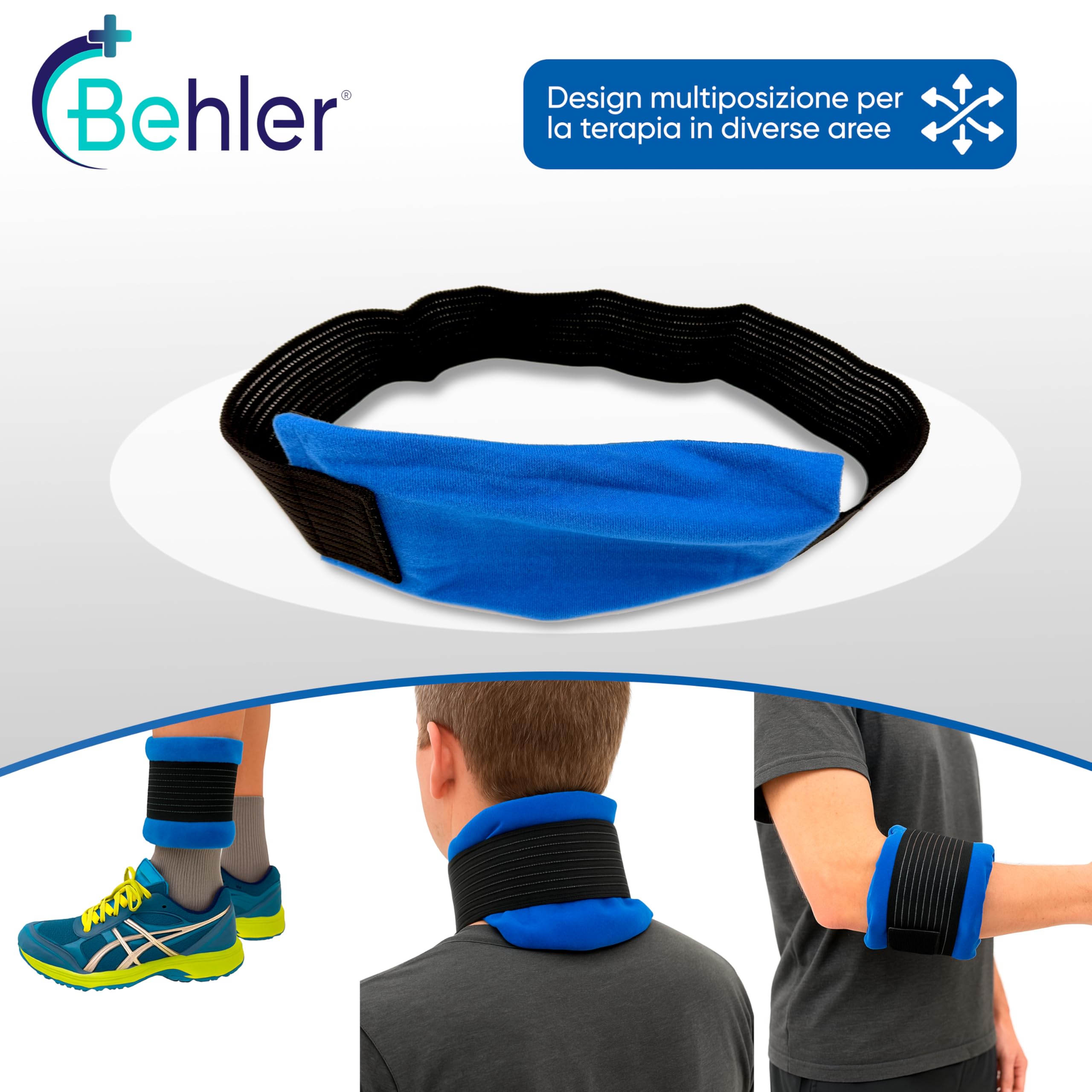 Fodera per impacco caldo/freddo 26,7 × 14,5 cm – manica imbottita con fascia elastica regolabile a strappo – lavabile e riutilizzabile – antiscivolo per ginocchio e collo (SACCHETTO GEL NON INCLUSO)