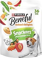 Purina Beneful Baked Delights Peanut Butter Snackers Dog Treats, 36 oz - Oven-Baked Crunchy with Soft Centers & Real Fruits/Veggies