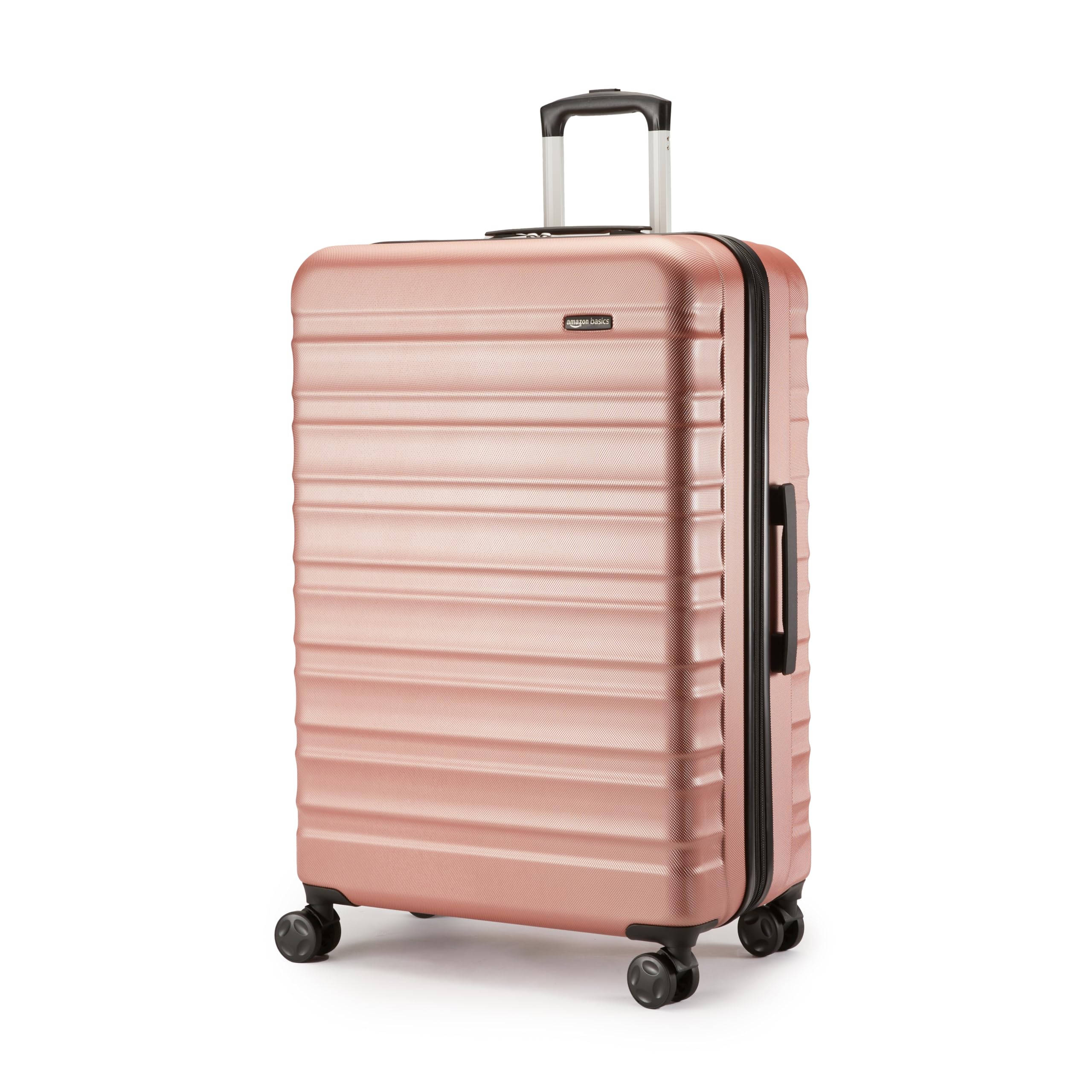 Amazon Basics Valigia Rigida Grande (78 cm), Guscio in ABS Antigraffio, Espandibile, 4 Ruote Girevoli, Oro Rosa