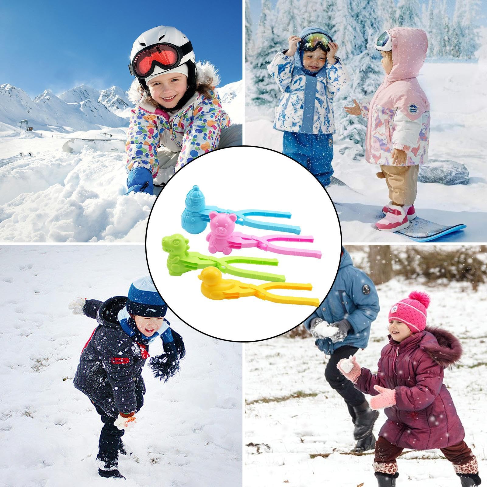 8 piezas de fabricación de bolas de nieve, pinzas para bolas de nieve para niños, moldeador de bolas de nieve con mango, juguete divertido para la nieve para niños, para diversión al aire