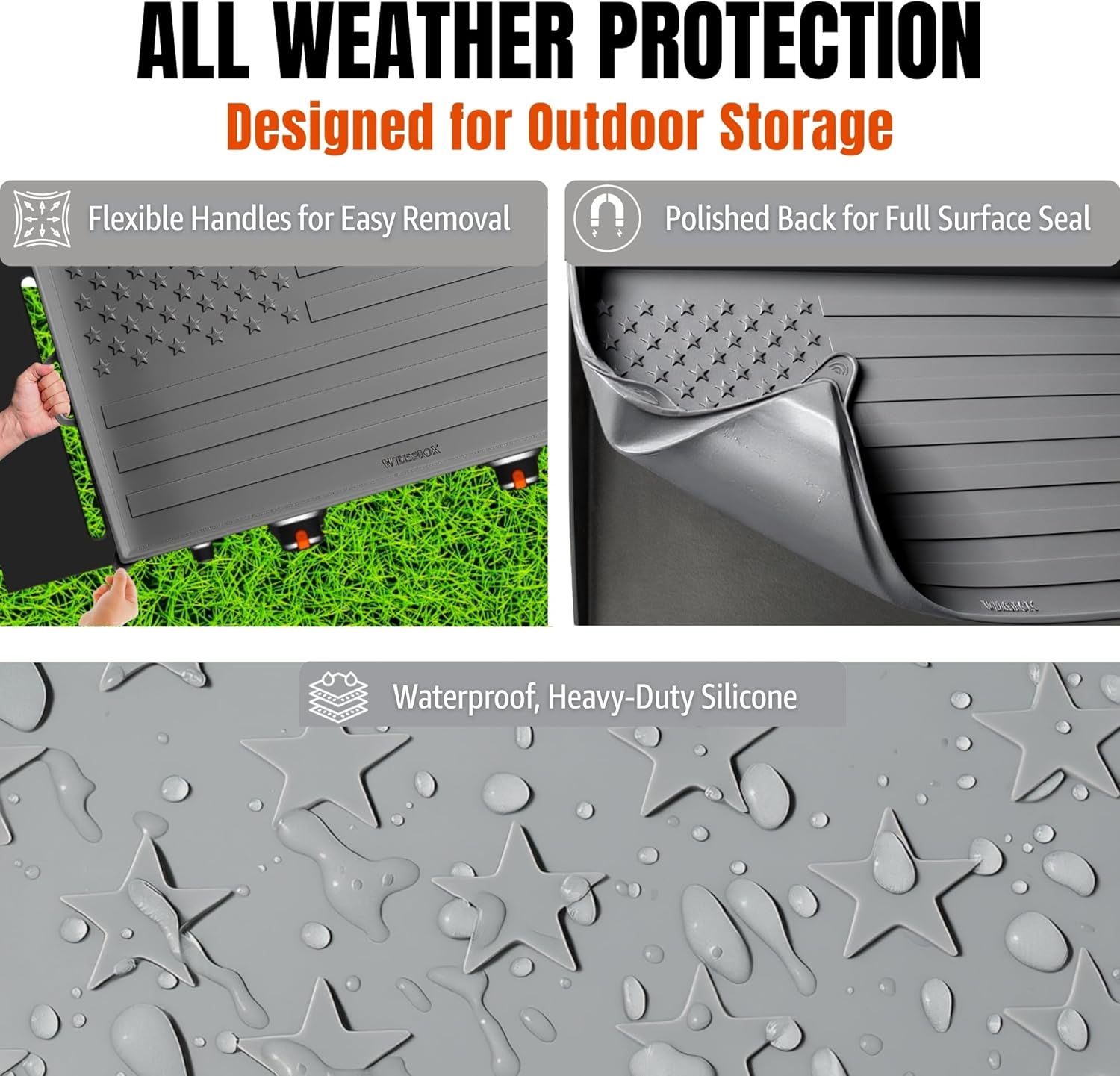 36 Inch Silicone Griddle Mat Cover for Blackstone, Heavy Duty Flat Top Grill Protector, Embossed American Flag, Weather Resistant, Not For Omnivore Models, Gray by WEISSBOX