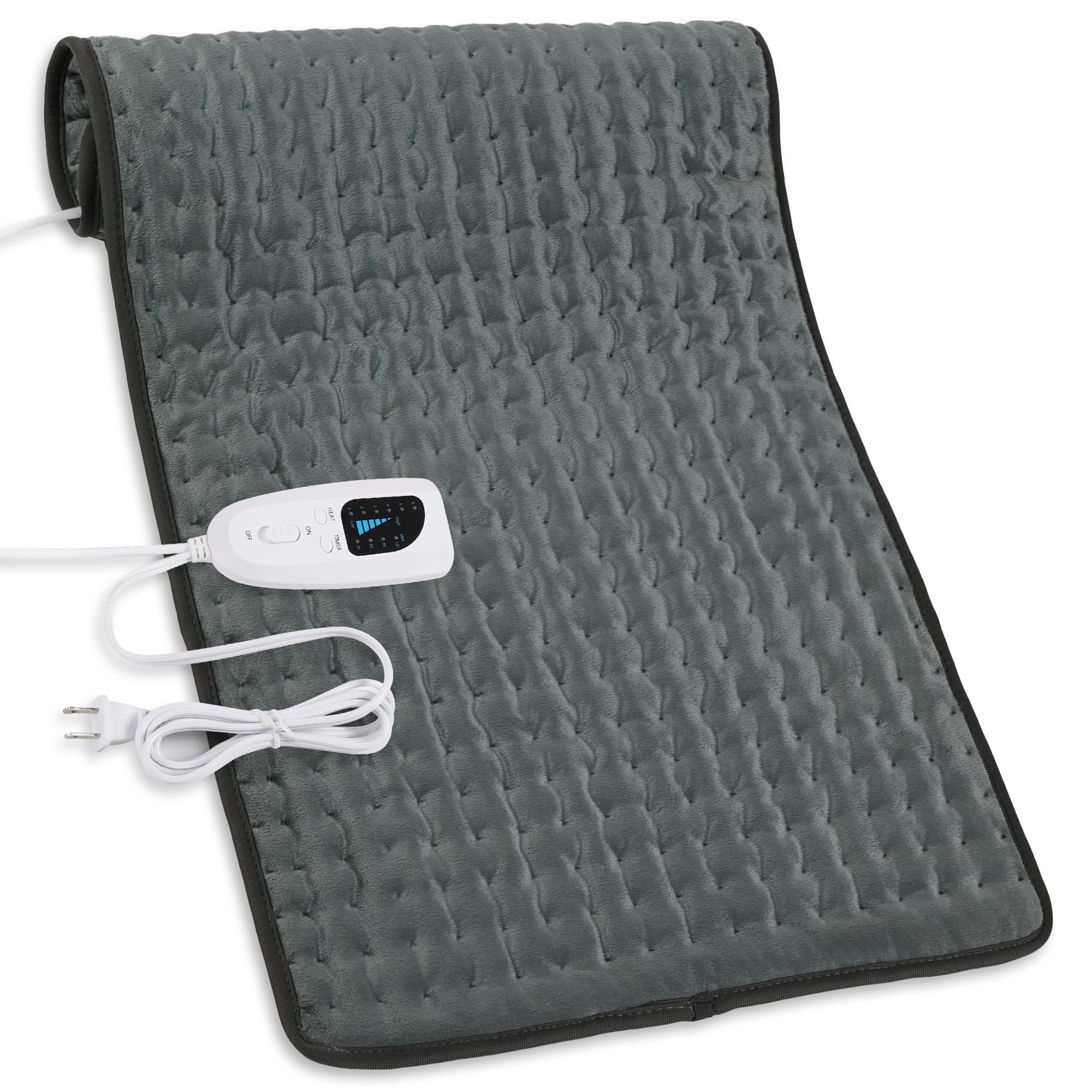 Deepsoon Dark Gray Electric Heating Pad 33x17 Inch | Fast Heat & Auto Shut-Off - main product image