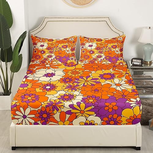 Miniatura 2 de Erosebridal Juego de sábanas bohemias florales para niñas, juego de ropa de cama con diseño de flores hippie y botánicas para adultos, mujeres,