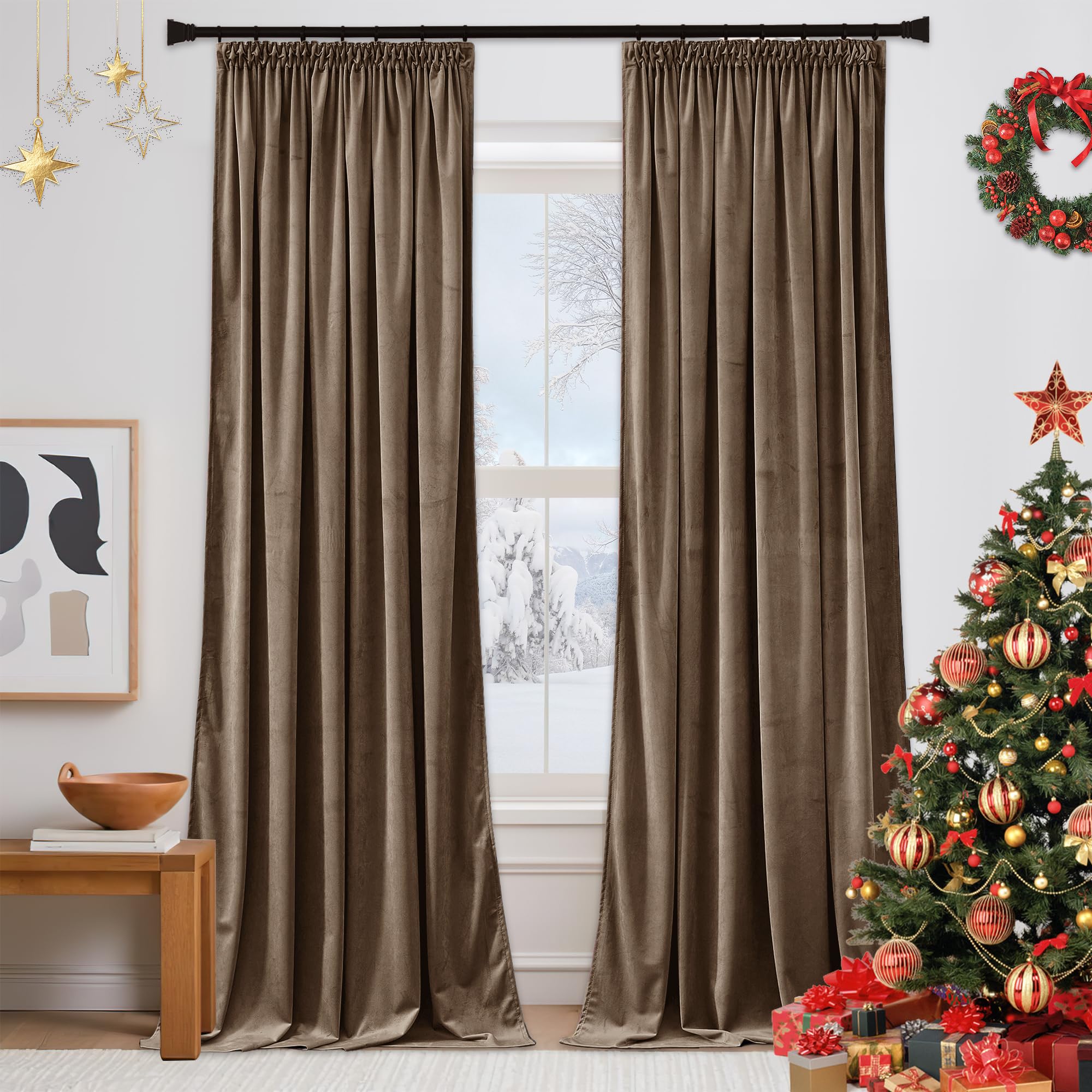 PONY DANCE Pencil Pleat Champagne Velvet Curtains