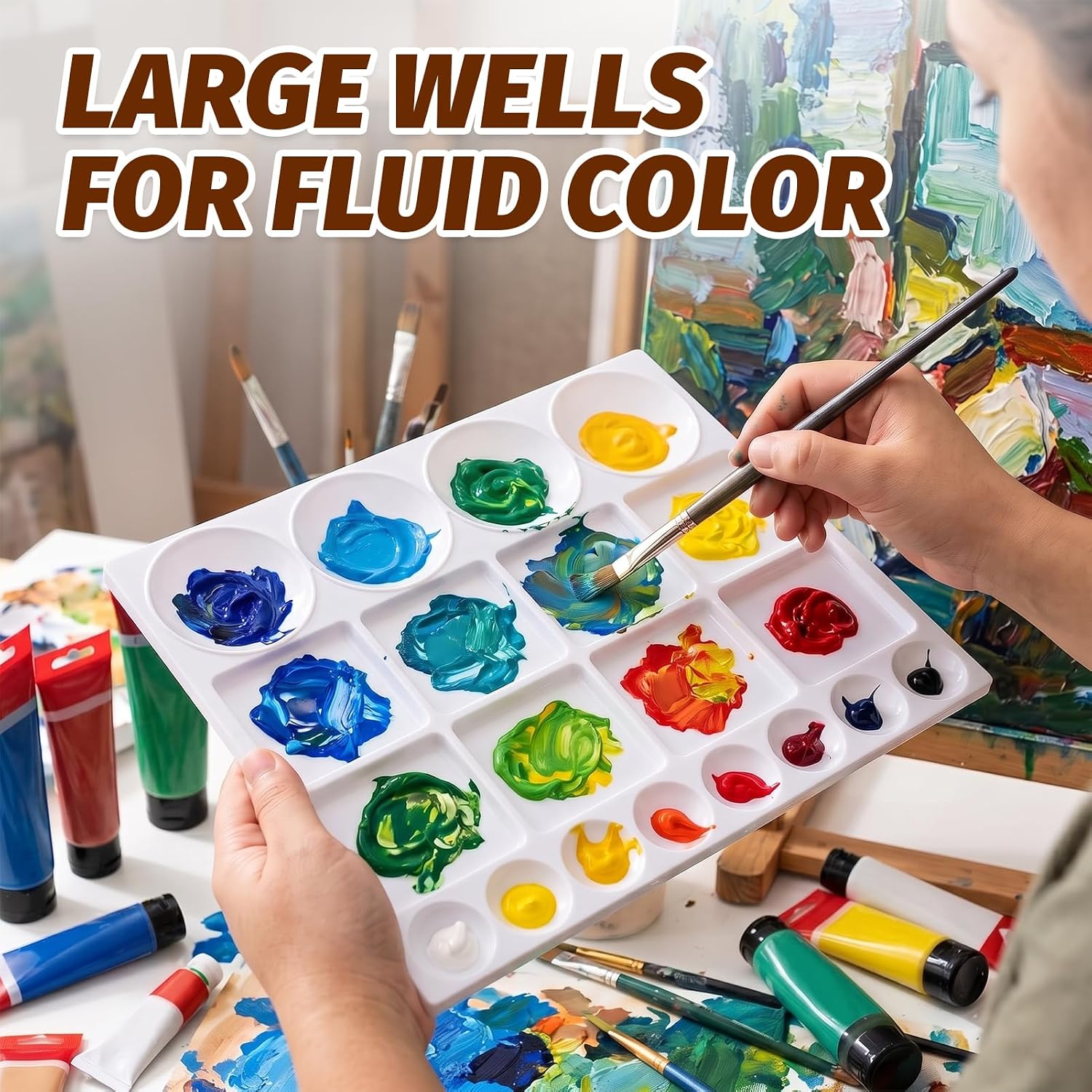 2-Pack Mixing Paint Tray, 20 Well Watercolor Paint Tray
