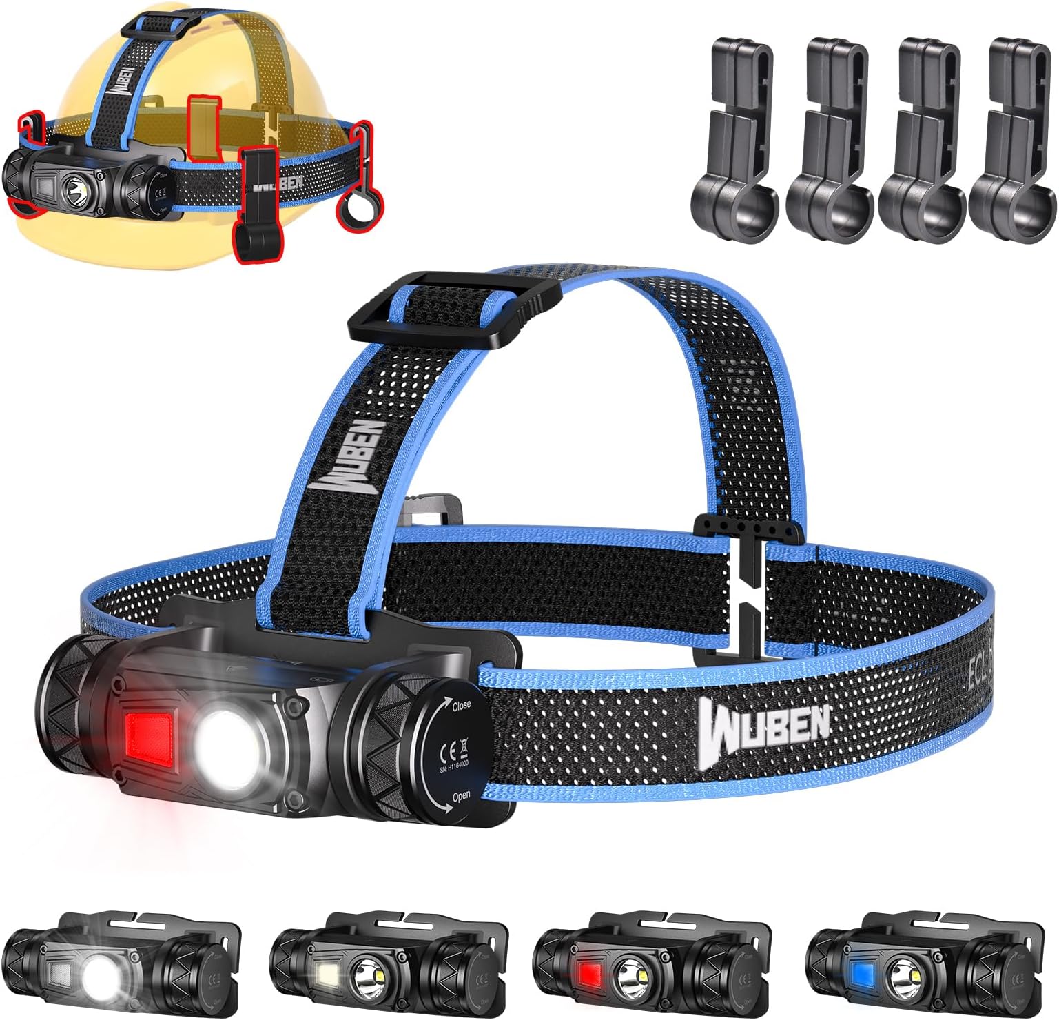 - WUBEN H1 Pro Rechargeable Headlamp, 1200 High Lumen Ultra Bright LED Head Lamp, 11 Modes 180°Adjustable IP68 Headlight with Red Light for Outdoors Camping Hunting Hiking Running Fishing Gear