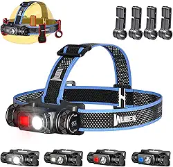 WUBEN H1 Lanterna Para Cabeça，Lanterna De Cabeça Recarregável, farol de LED ultra brilhante de 1200 lúmens de alto lúmen, farol de 11 modos IP68 ajustável de 180° com luz vermelha para caça, corrida