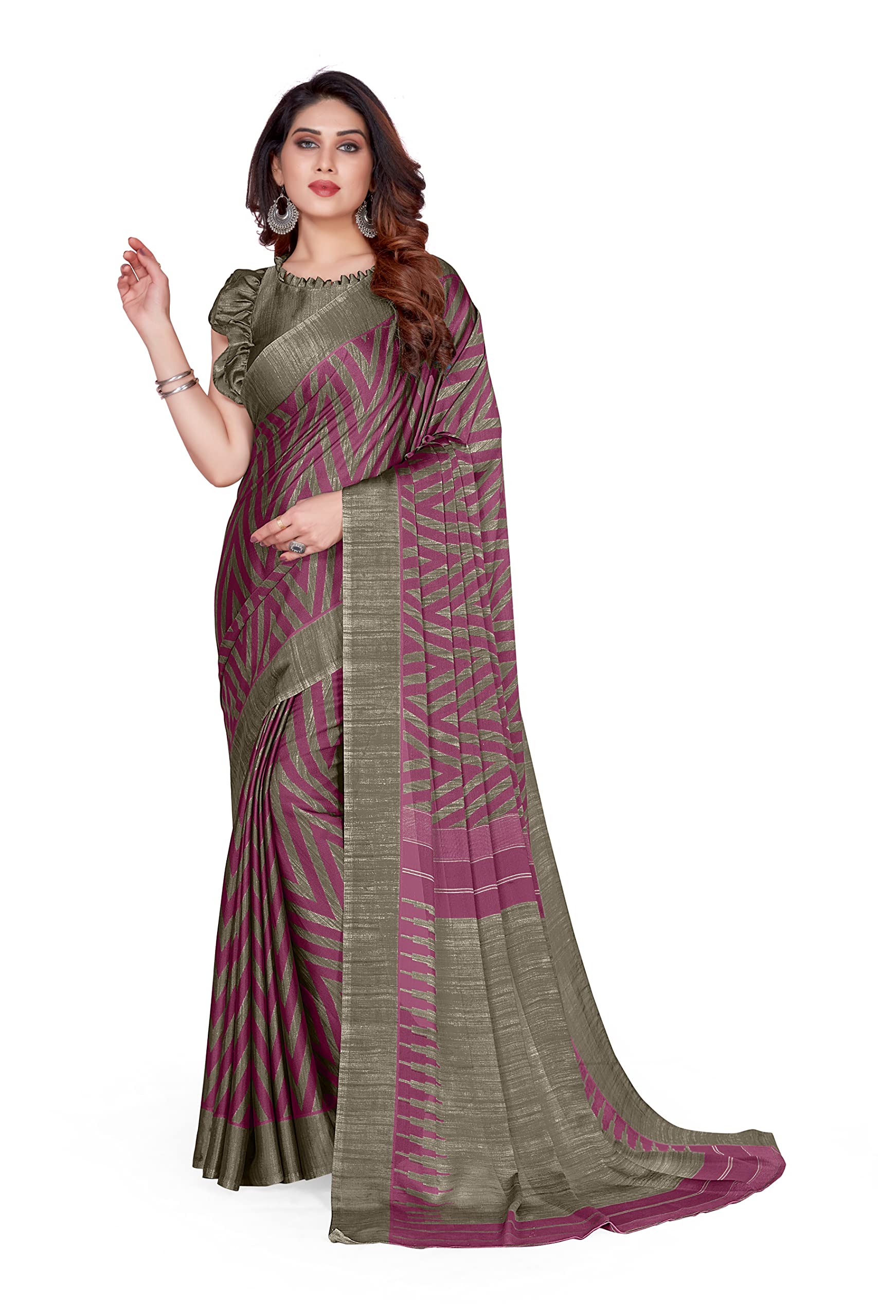 MIRCHI FASHION Women's Stylish Ethnic Chiffon Leheriya Printed Saree with Blouse Piece
