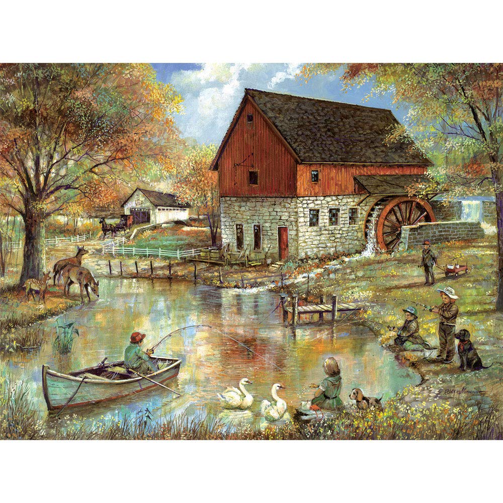 Bits and Pieces - Puzzle da 1000 pezzi, per adulti, 61 x 76 cm, The Old Mill Pond – 1000 pezzi