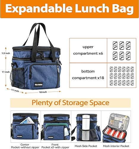 Miniatura 2 de Tirrinia Lonchera aislante expandible  Lonchera de doble cubierta a prueba de fugas para hombres y mujeres  Bolsa enfriadora grande reutilizable