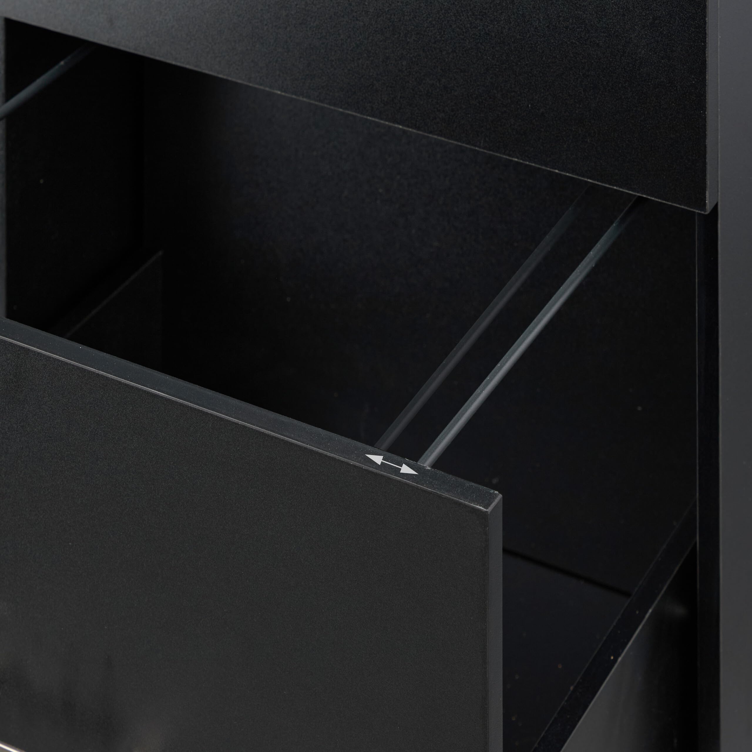 Relaxdays Mueble Archivador, 2 Cajones para Ficheros, 72 x 43 x 46 cm, Cajonera Oficina, Cierre con Llave, Negro