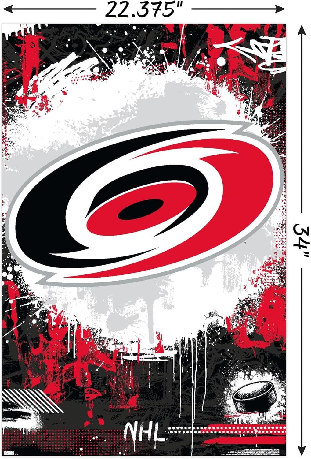 NHL Carolina Hurricanes - Maximalist Logo 23 Wall Poster, 34L" x 22.4W", Unframed Version - Image 3