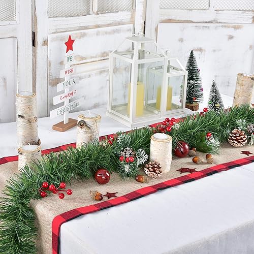 Miniatura 3 de Lvydec Guirnalda de Navidad artificial de 50 pies, guirnalda de pino sin luz, guirnalda de vegetación suave para decoración de fiestas navideñas,