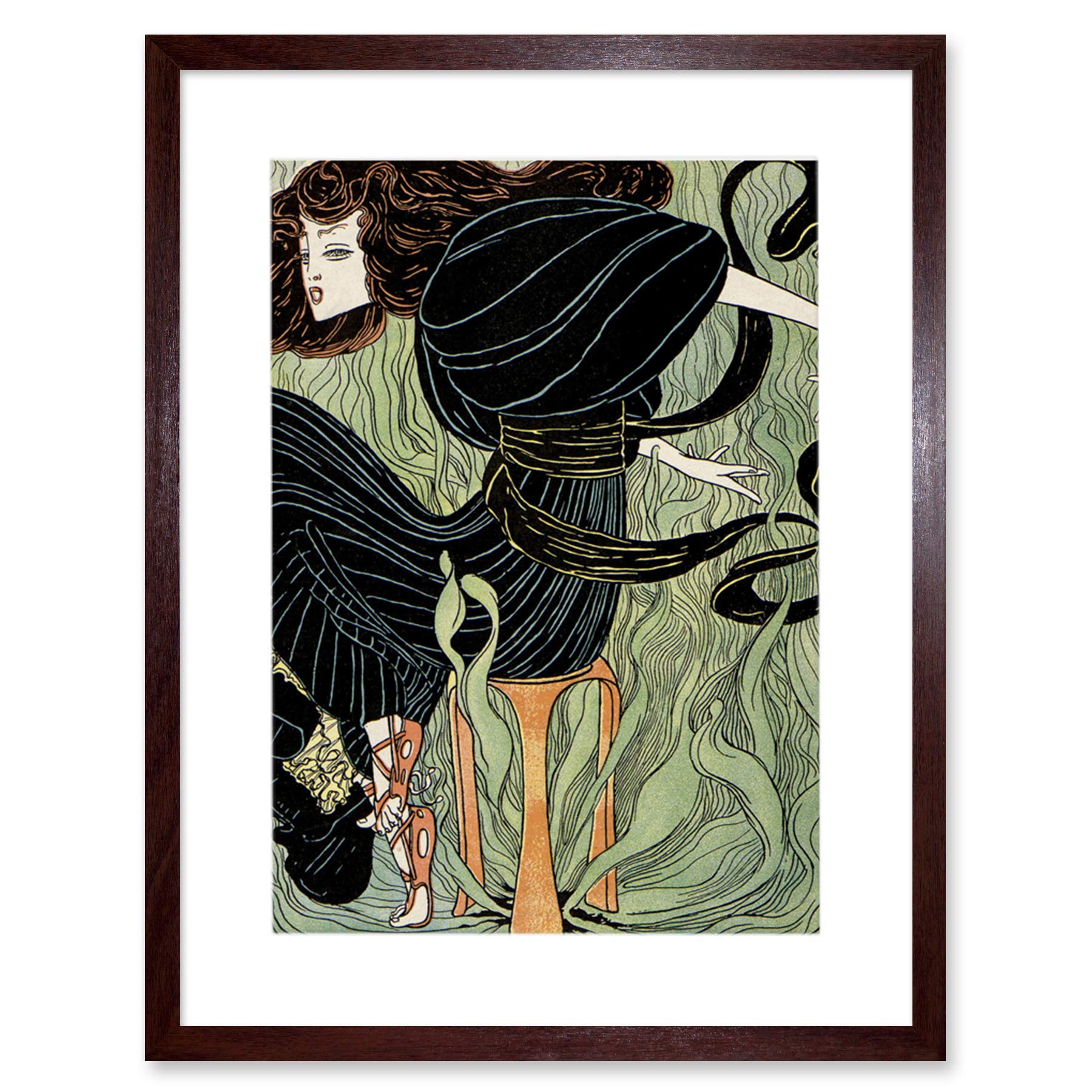 Wee Blue Coo Magazine Cover Jugend Abstract Woman Artwork Framed Wall Art Print 12X16 Inch