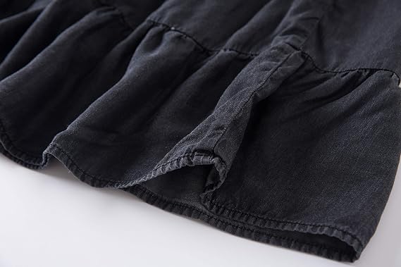 Tronjori Womens A Line Long Lightweight Tencel Denim Tiered Skirt with Multi Layers