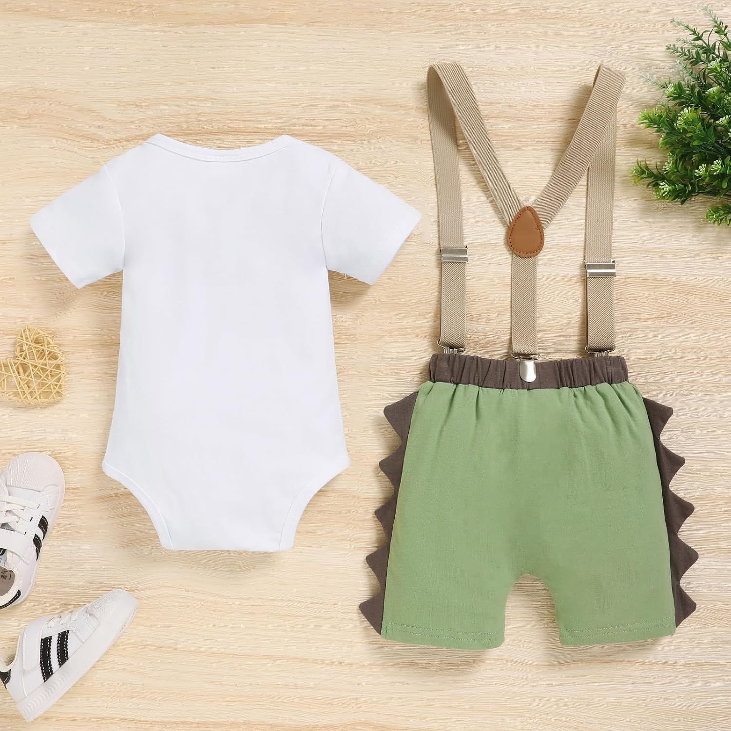 Baby Boys 1st Birthday Cake Smash Outfit Short Sleeve Bodysuit Bloomers Adjustable Y Back Suspenders Clothes Set