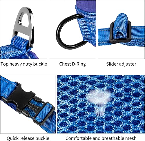 Miniatura 2 de Arnés para perro sin tirones con funda para Airtag y dos parches, ajuste rápido y arnés reflectante a prueba de escapes, arnés de chaleco fácil de