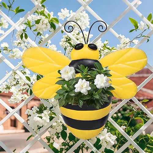 Miniatura 5 de Macetero de pared de metal para colgar en la pared, maceta pequeña con drenaje para interiores y exteriores, maceta colgante de granja, contenedor