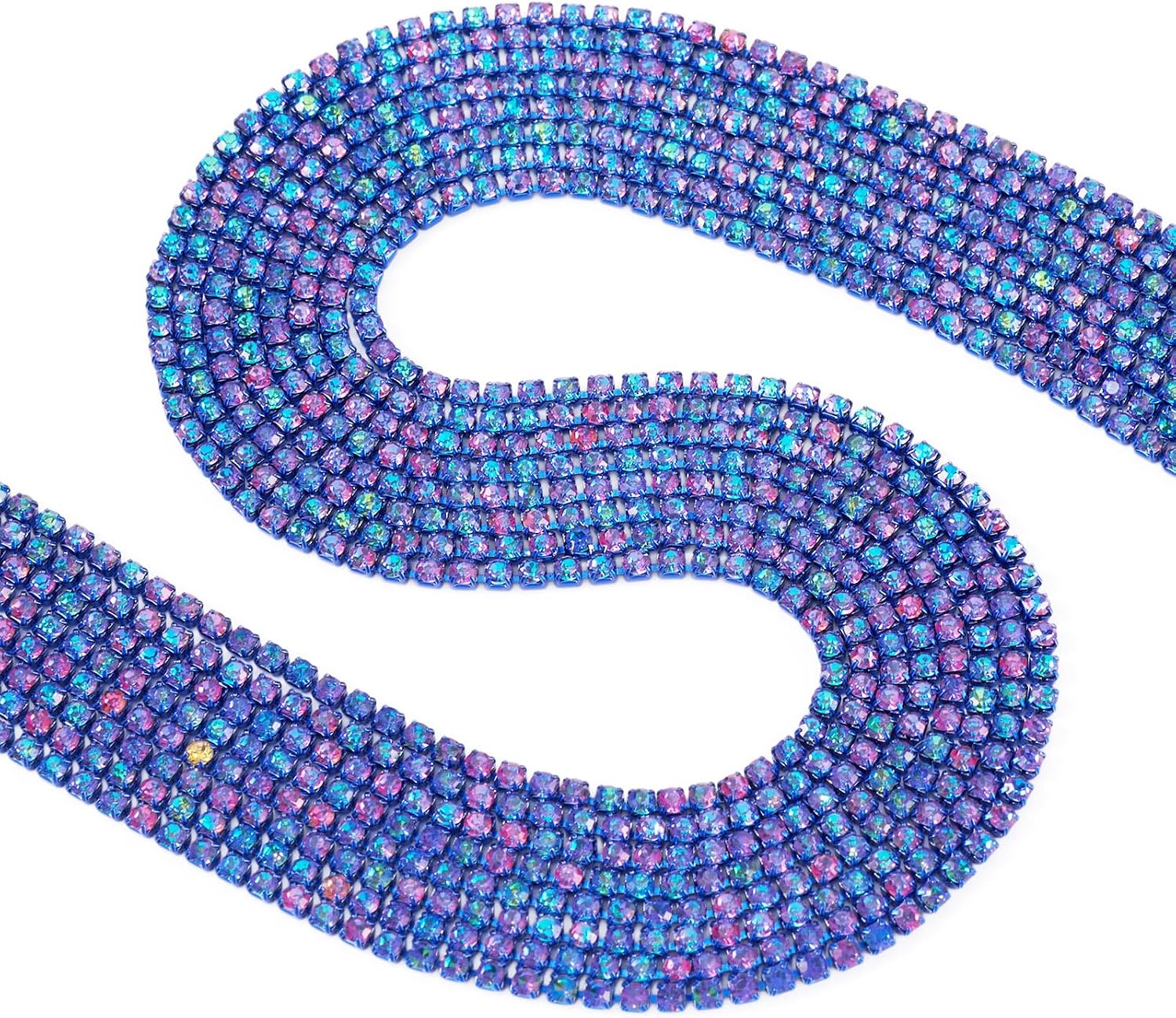4.8 Yards Royal Blue Crystal Rhinestone Chains Trim 2mm Diamond Close Chain Trim Sparkle Colored Rhinestone Strips for Sewing Clothes Shoes Craft Wedding Jewelry Decoration