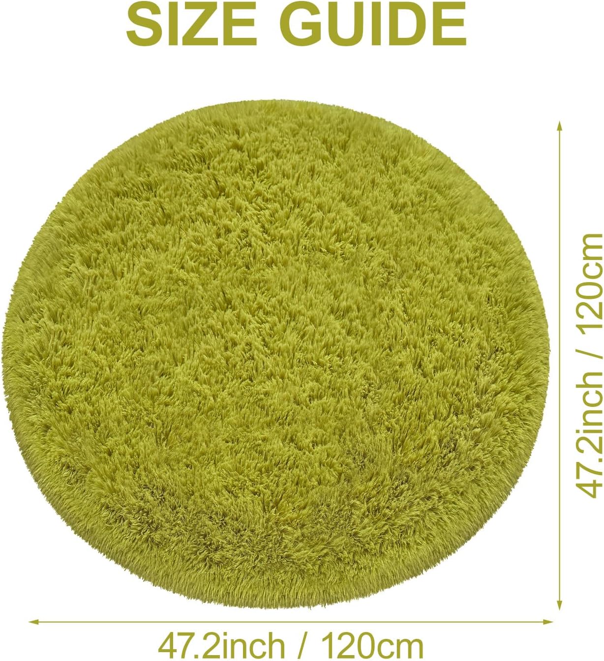 4Ft Green Fluffy Circle Rug for Bedroom Shag Soft Plush Floor Mat image 2