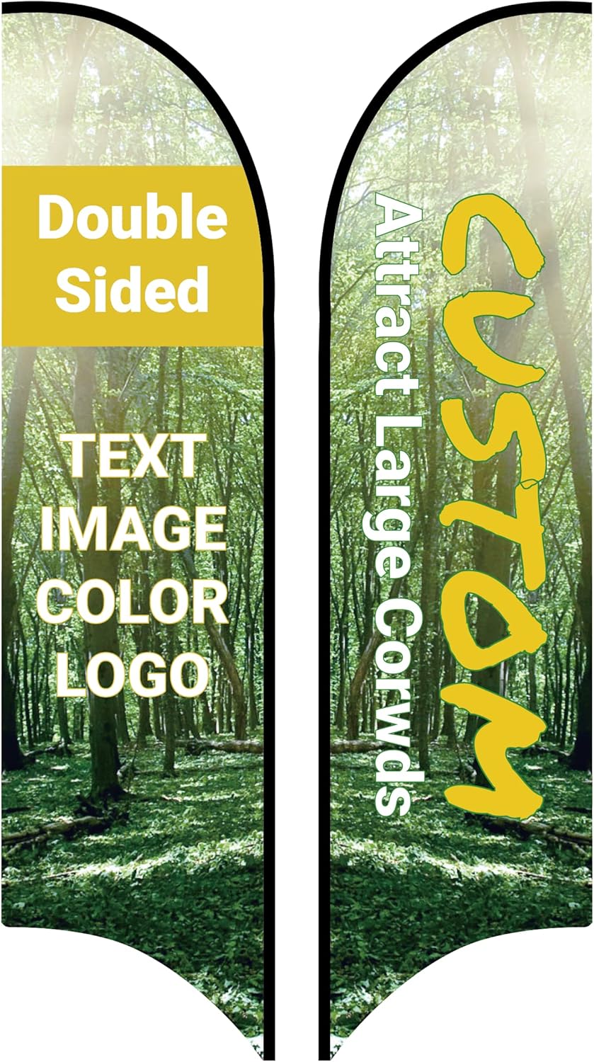 Double Sided Printing Custom Feather Flag for Outdoor Business Advertising Banner Coffee Open Welcome Car Wash Church School Market Expo