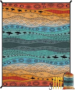 Couverture De Plage Anti-Sable Extra Large 2x2,1m - Tapis Imperméable Léger Pour Pique-nique, Camping - Avec Piquets