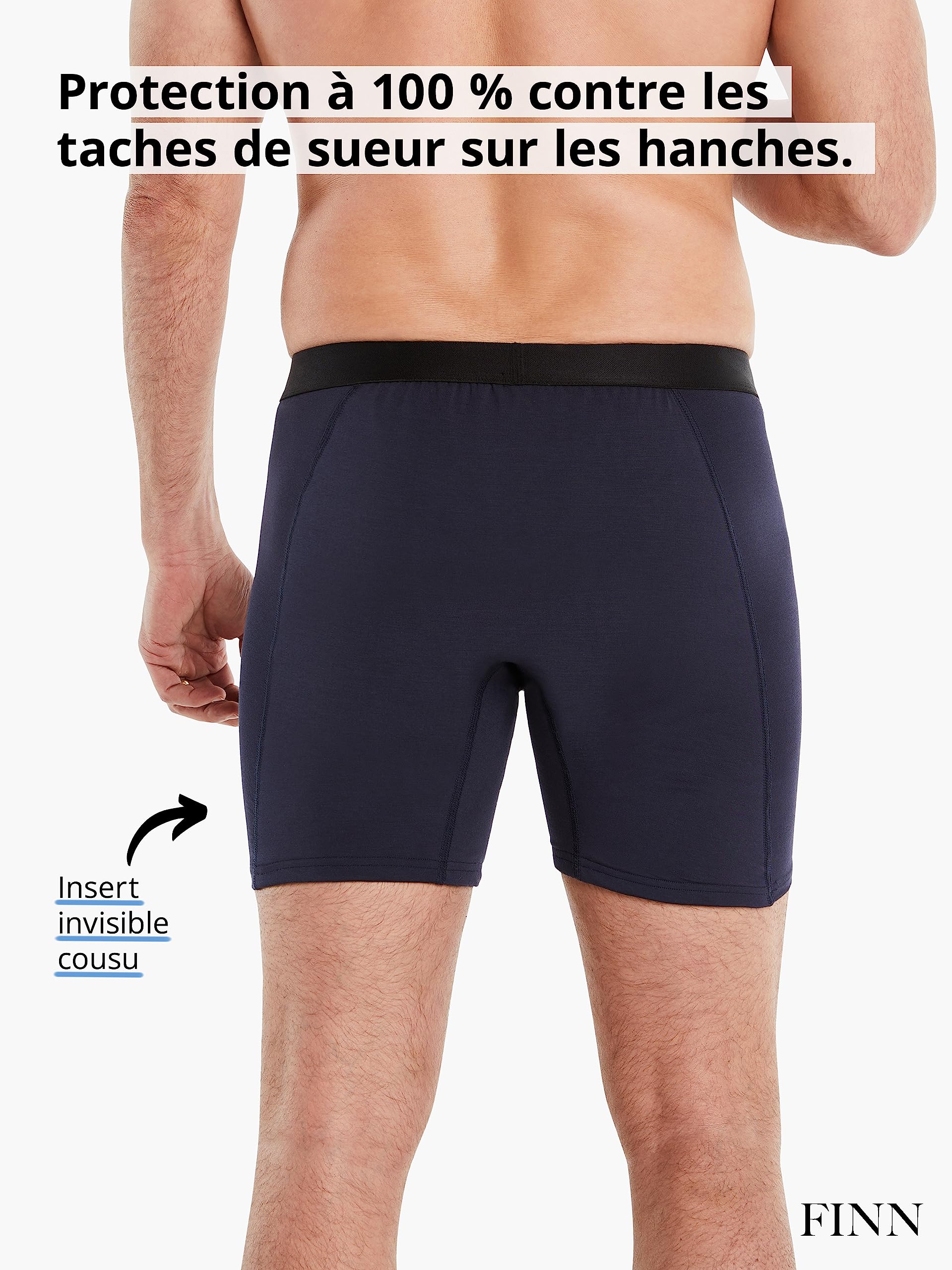 FINN Boxer Anti-Transpiration Homme - Protection Contre Les Taches de Sueur et Les Odeurs de Transpiration - Caleçon Contre la Forte Transpiration des Fesses