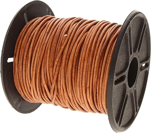 Miniatura 8 de The Beadsmith Cordón de cuero  Marrón claro envejecido teñido  Bobina de 0.039 in  25 yardas75.0 ft  Tanga de cuero indio buena para trenzar,