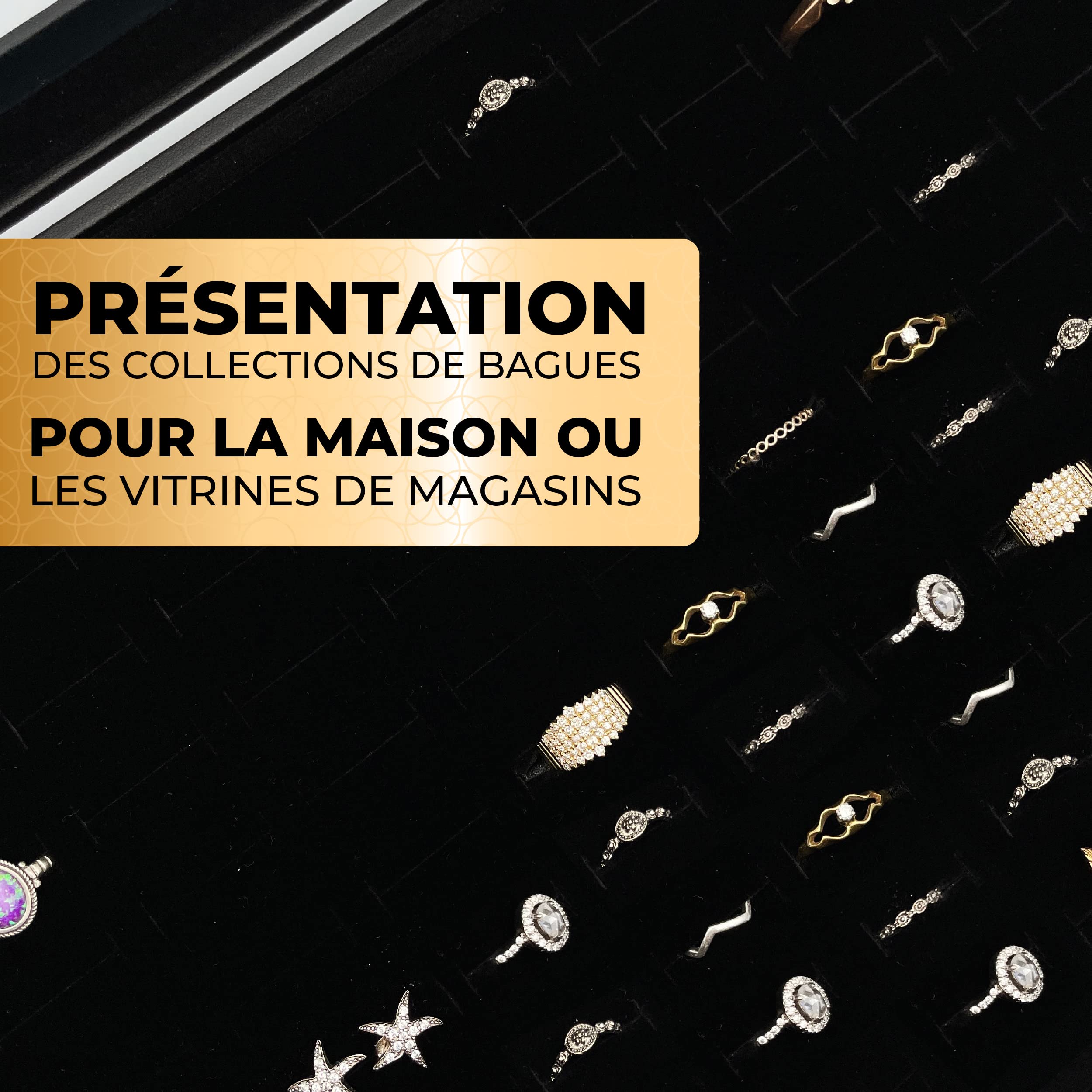 Praknu Boîte pour 100 Bagues en Cuir - Avec Couvercle Transparent - Protection contre la Poussière et les Rayures - Gain de Place