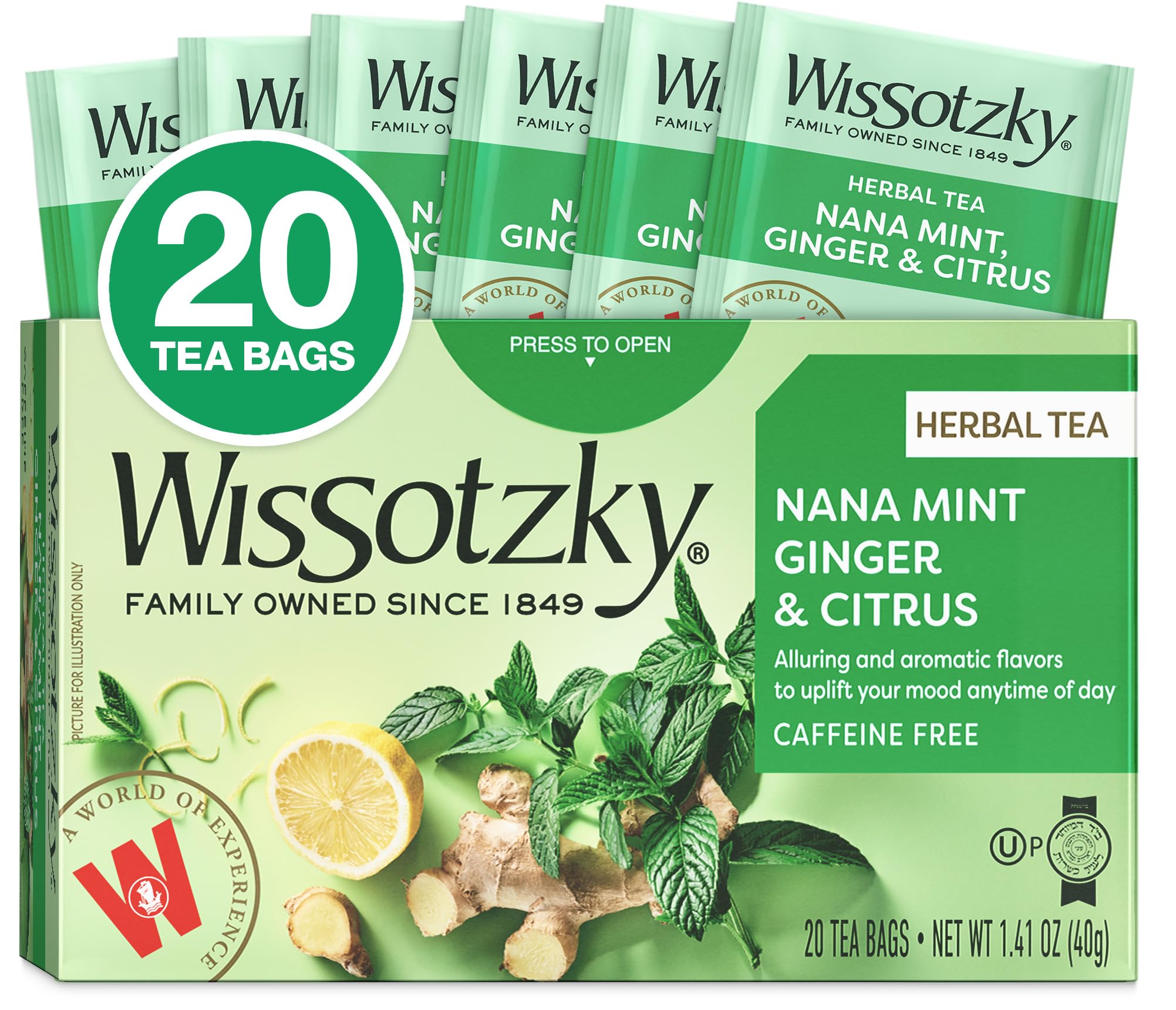 Amazon.com : Wissotzky Nana Mint Ginger & Citrus Herbal Tea, 20