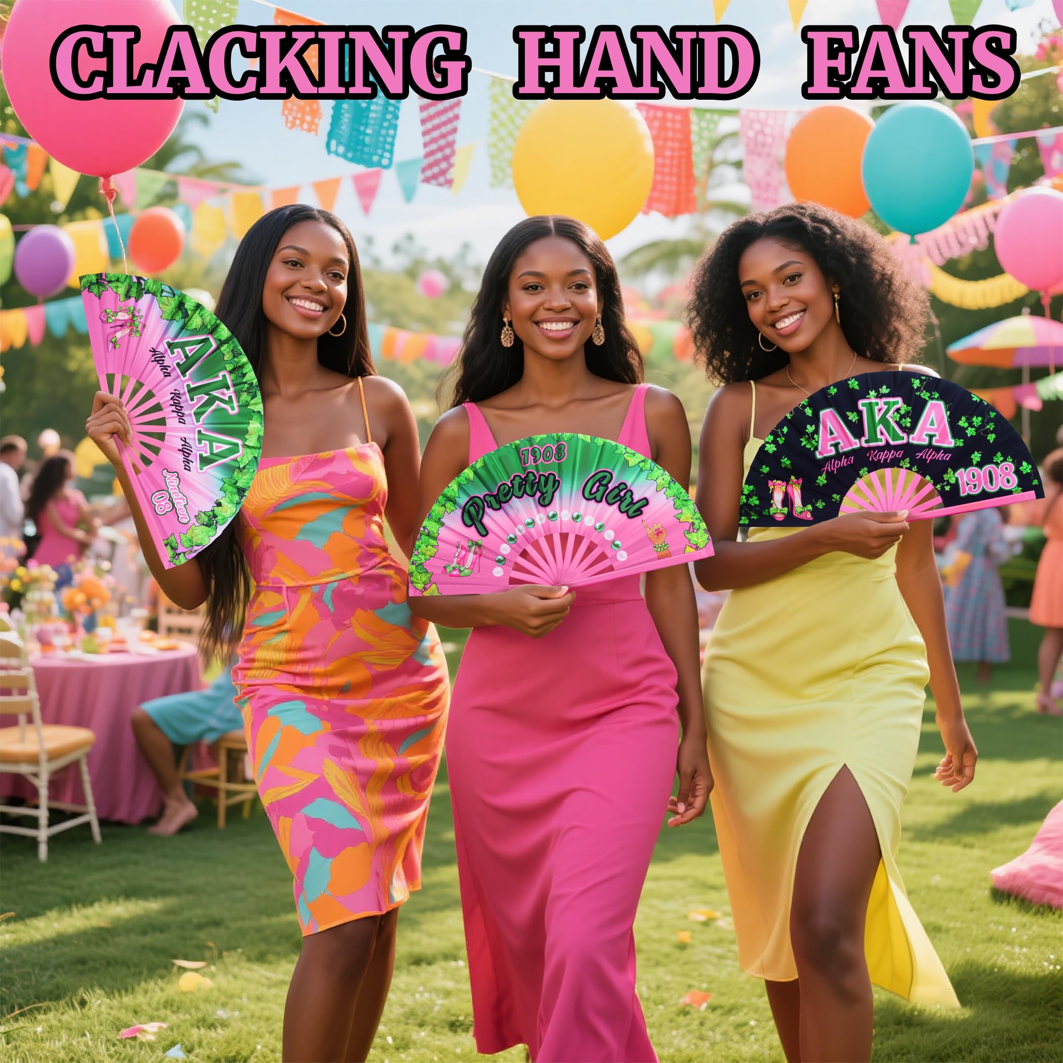 LParkin AKA Clacking Fans for Line Dancing, AKA Sorority Gifts for Women, AKA Gifts for Sisterhood Events, Party, Decoration