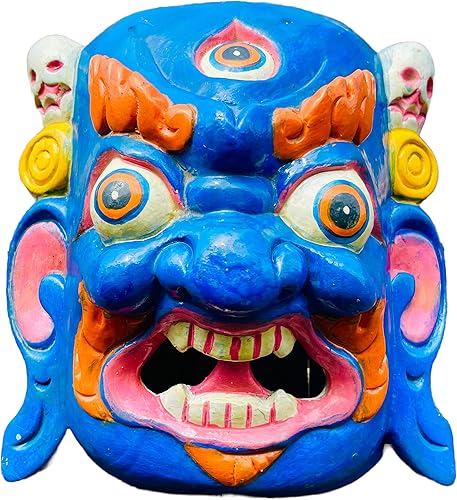 Miniatura 2 de Himalayan Craft Escultura de pared Bhairab Máscara de madera para colgar en la pared Shiva Mahakala Kaal Bhairab Máscara de budismo para decoración