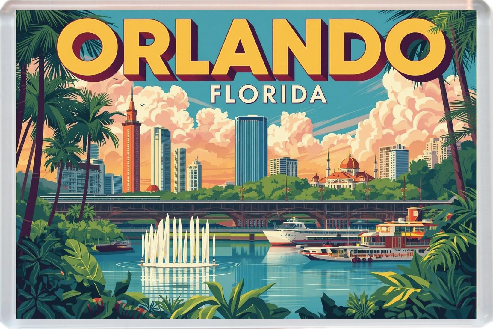 Orlando - Florida - Jumbo Artistic Fridge Magnet 96 x 67mm BBSFHM3596