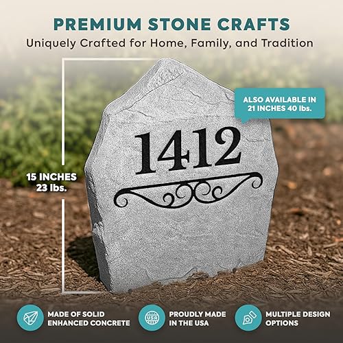 Miniatura 6 de Personalized Address Sign - Address Stone Sign - Greystone Color - Address Marker - 15 W x 15 H