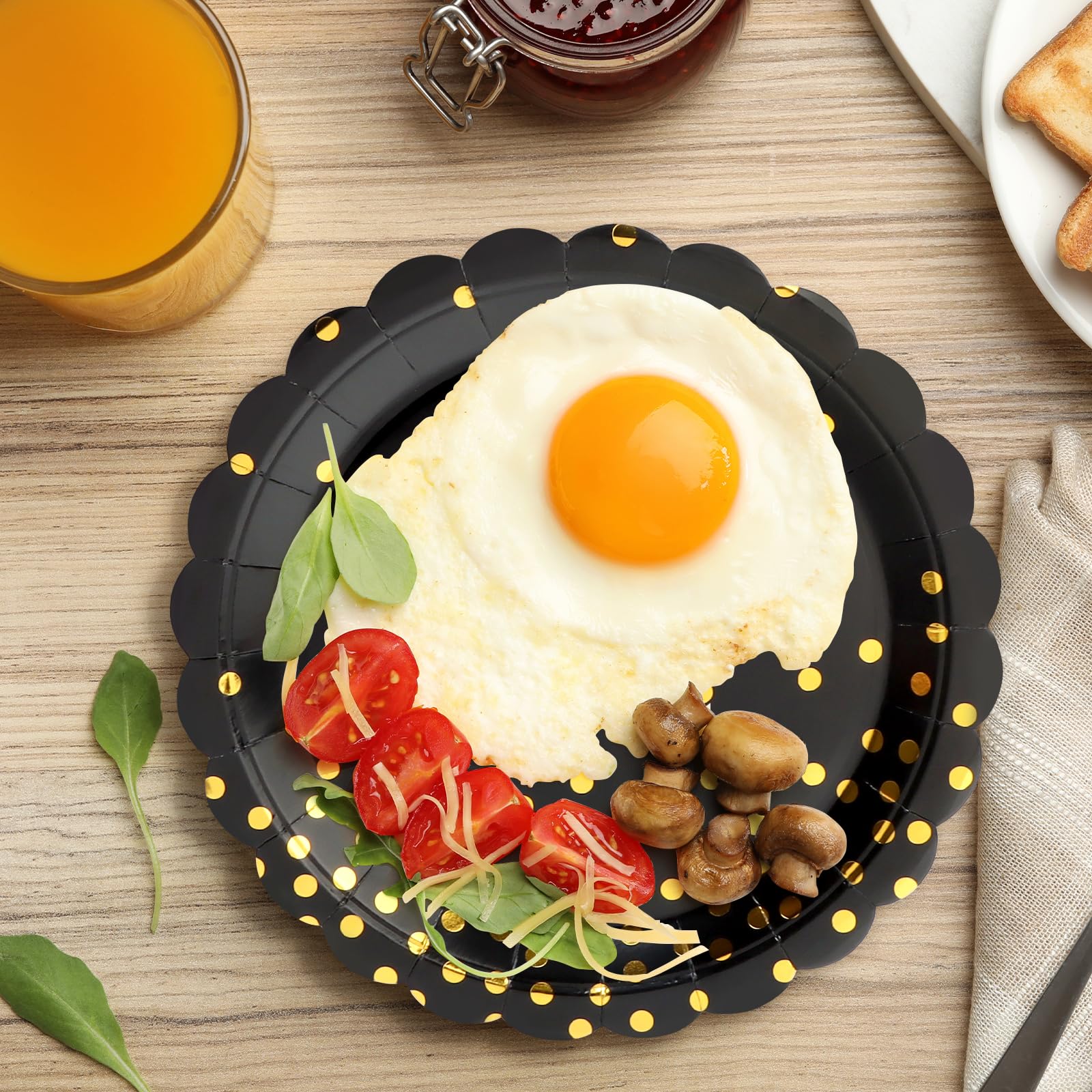 50 Stück Schwarze Pappteller, 23 Cm – Mit Gewelltem Rand, Für Geburtstag, Hochzeit & Feiern
