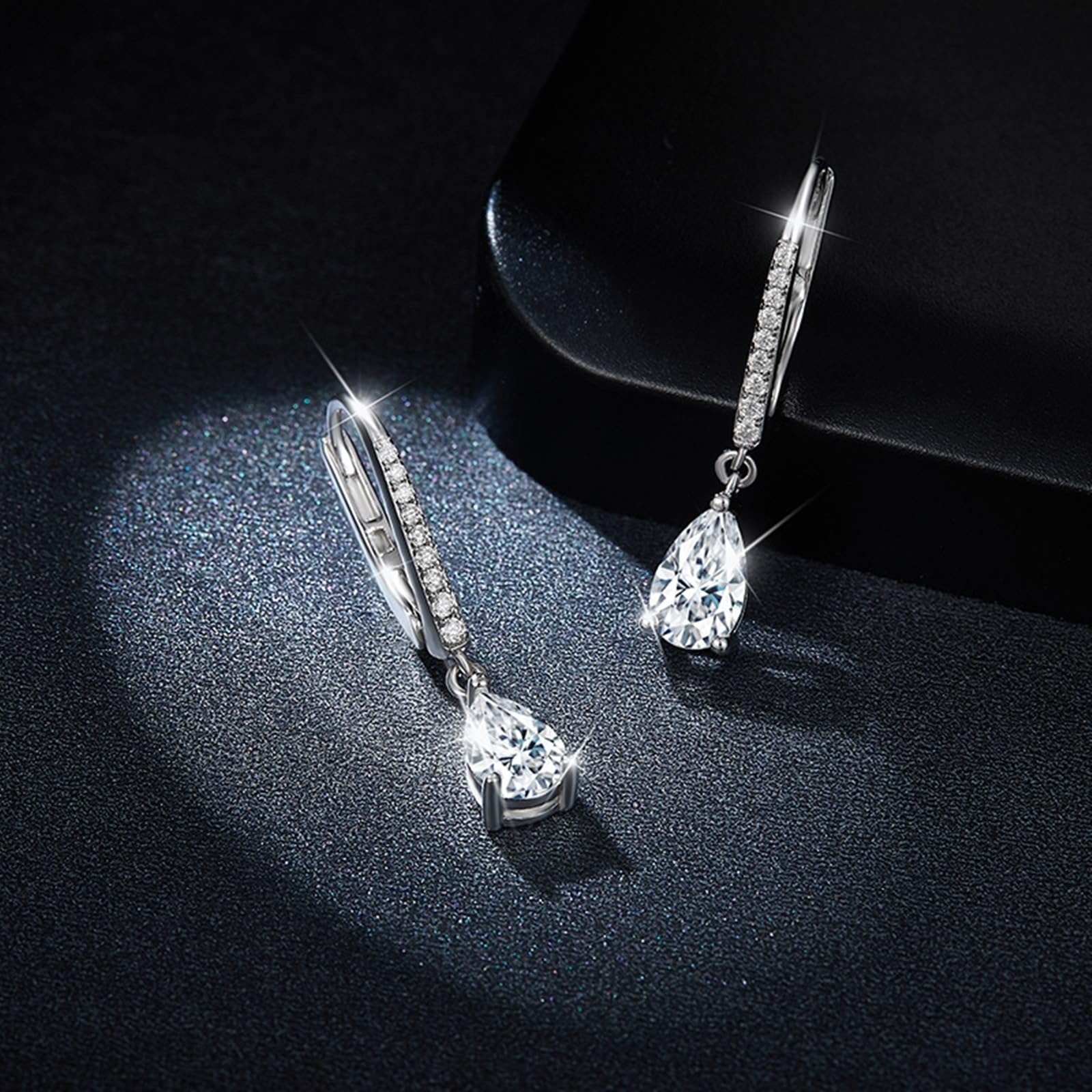 KnSam Silber 925 Ohrhänger, Ohrringe 925 Silber Mädchen mit Moissanit 1ct 5x8mm Silber 925 Ohrringe Damen Hängend Moissanit