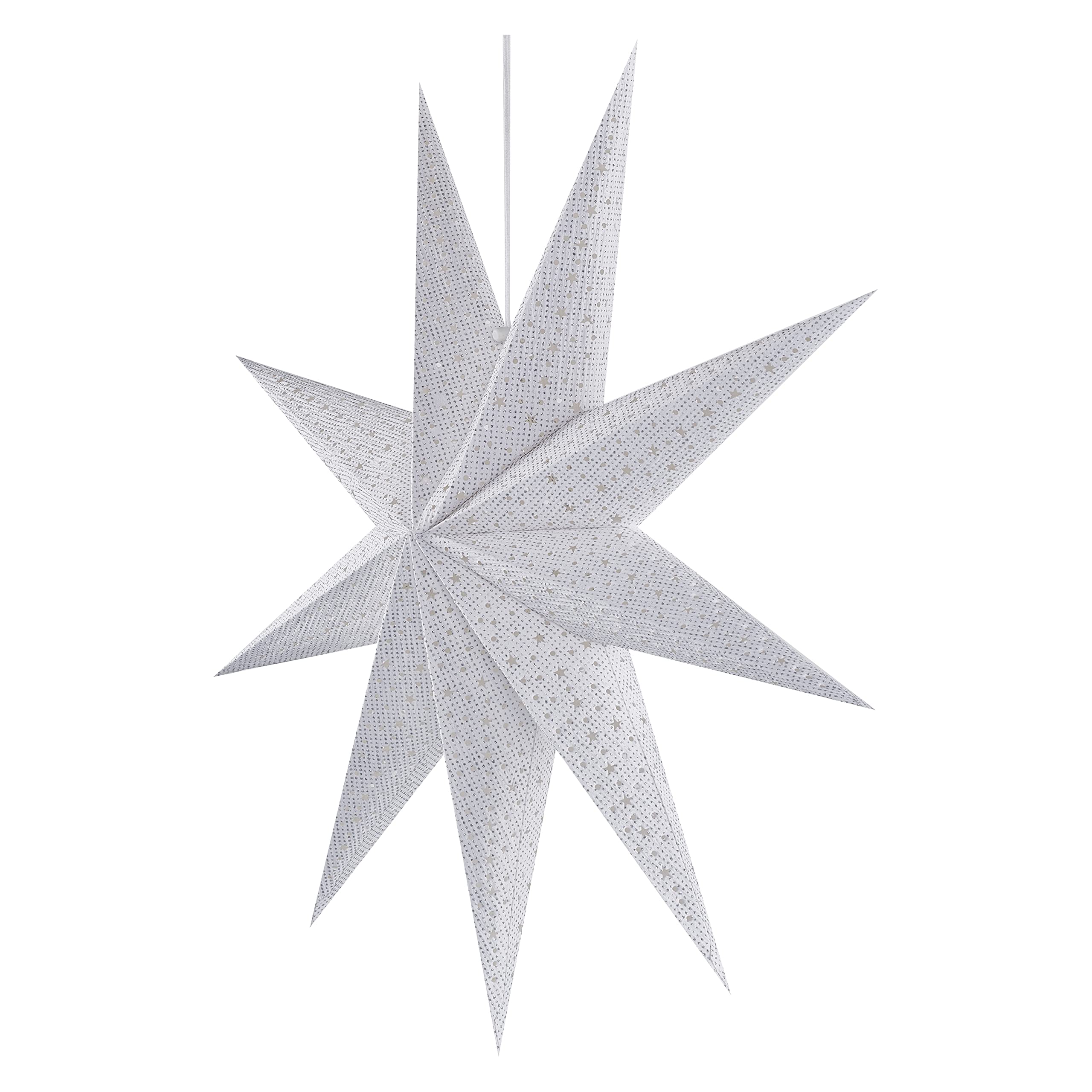 EMOS Papier-Hängelampe Mit Sternmotiv – Weiße Sternlampe Mit E14 Fassung, 60 Cm