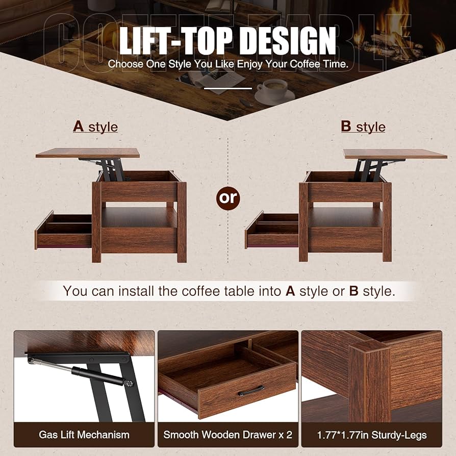 Amazon.com: Rolanstar Coffee Table, Lift Top Coffee Table
