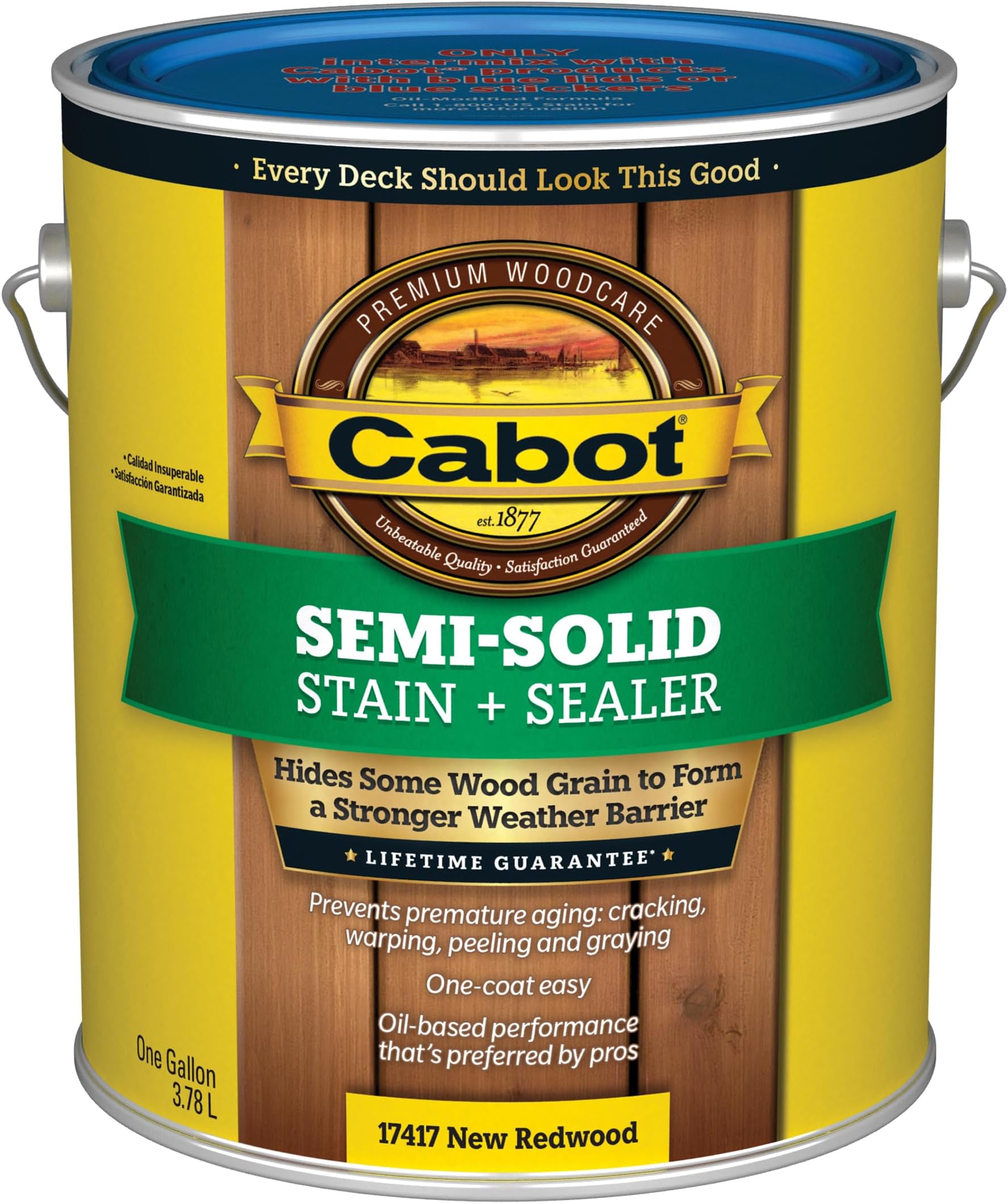 Semi-Solid Wood Stain + Sealer, Low VOC, New Redwood, Gallon